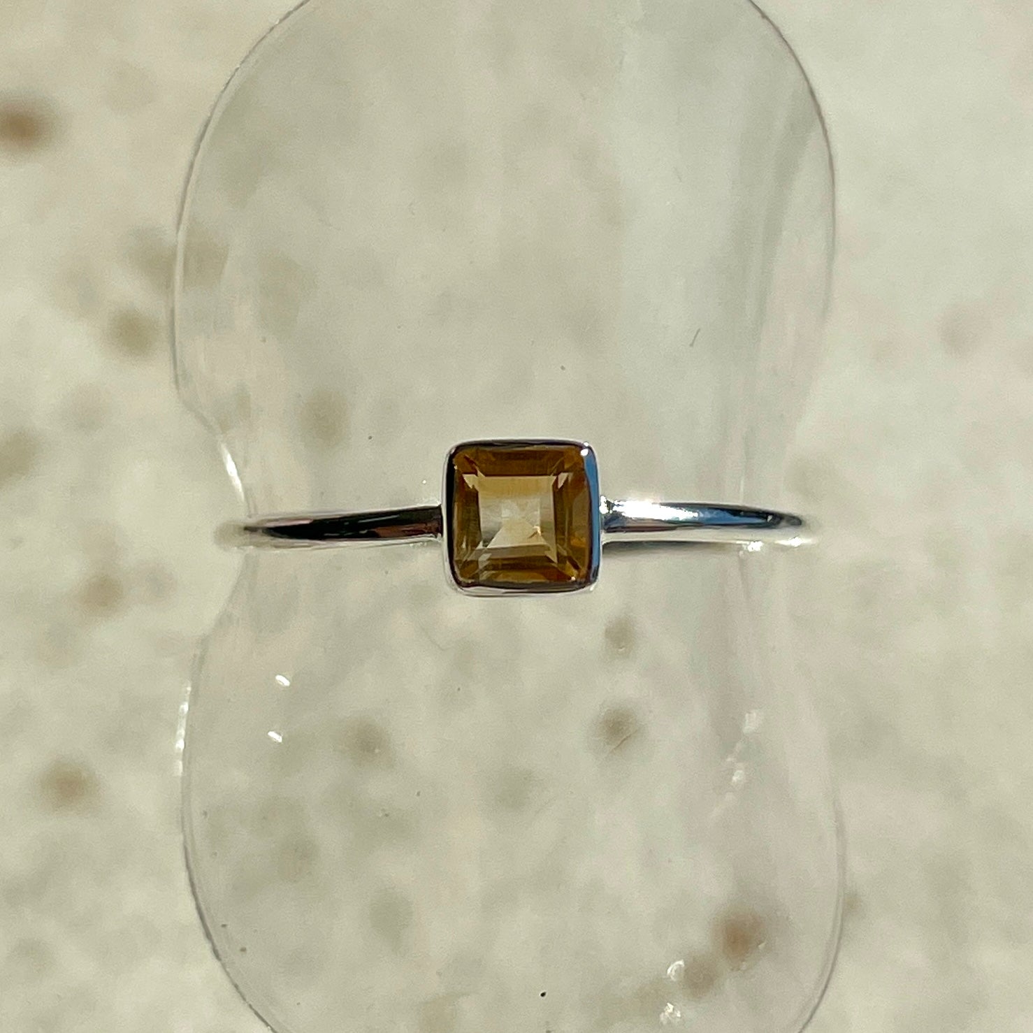 Citrine Mini Square Ring