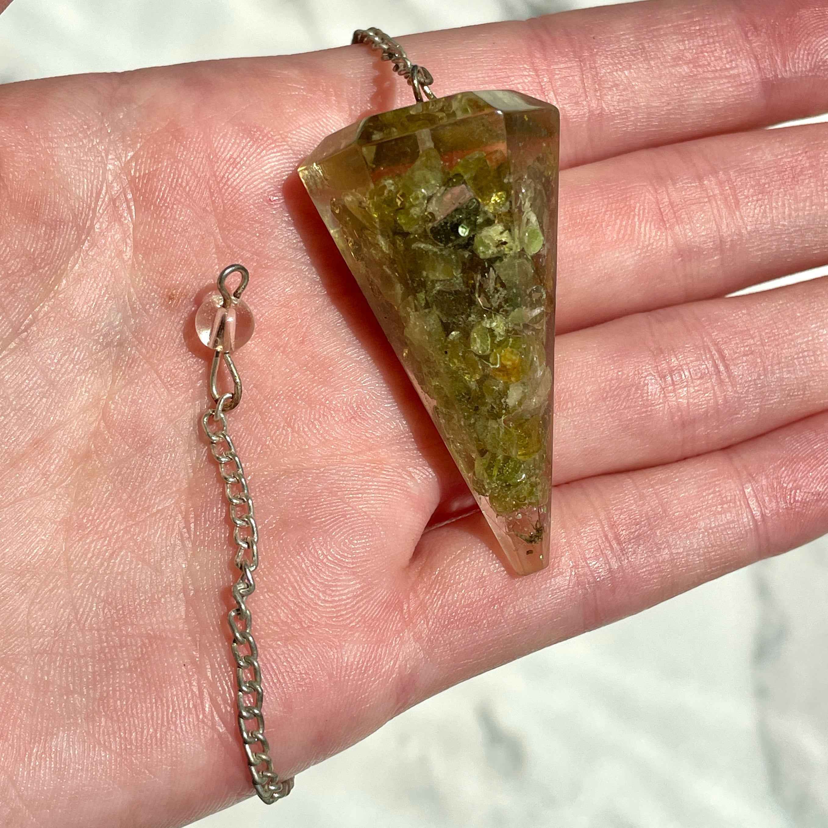 Orgonite Faceted Pendulum - Peridot