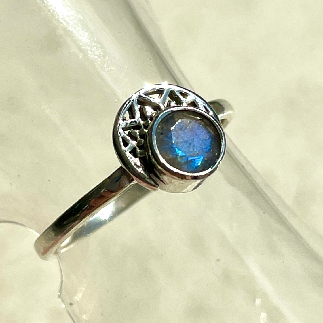 Labradorite Crescent Moon Ring