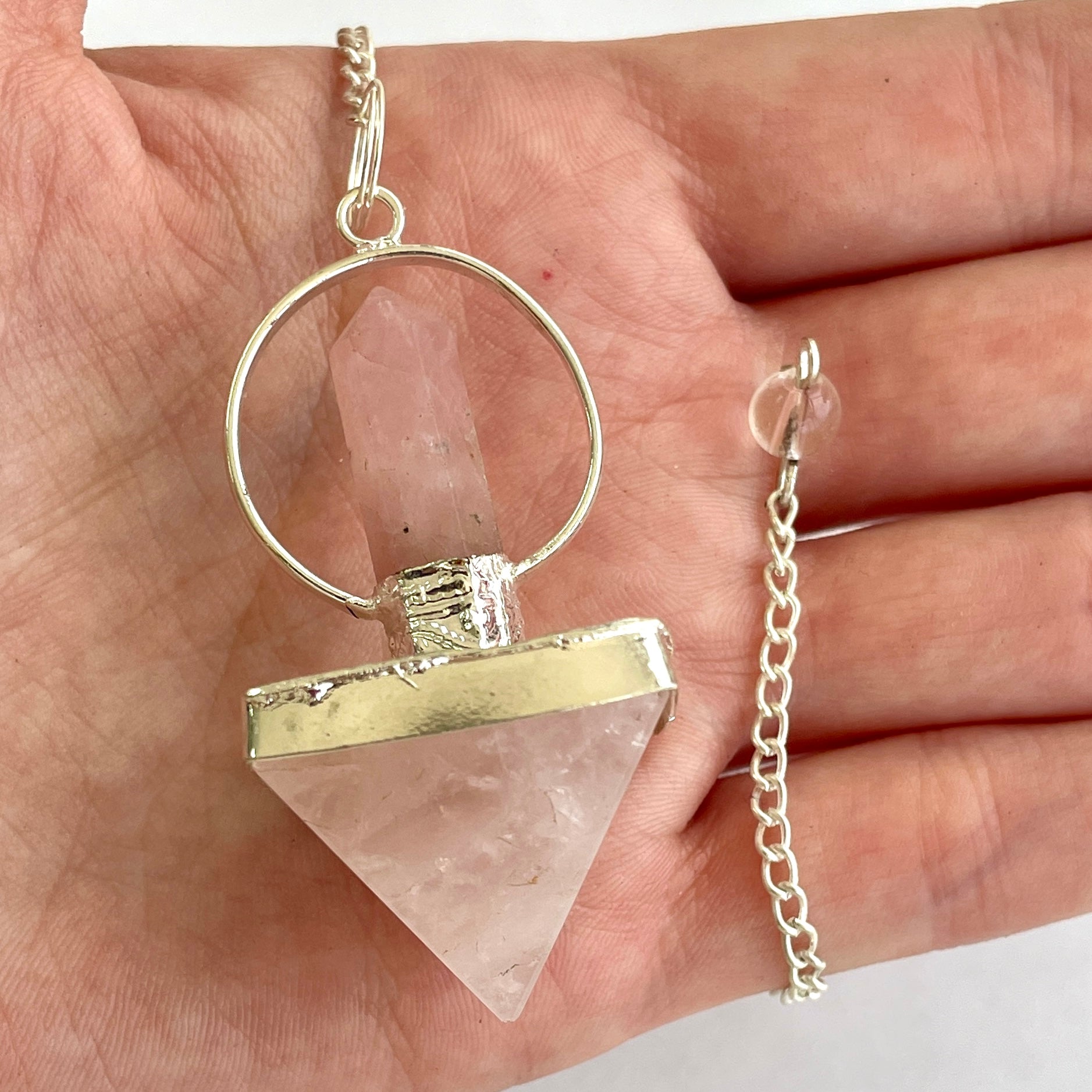 Rose Quarts Pyramid Point Pendulum