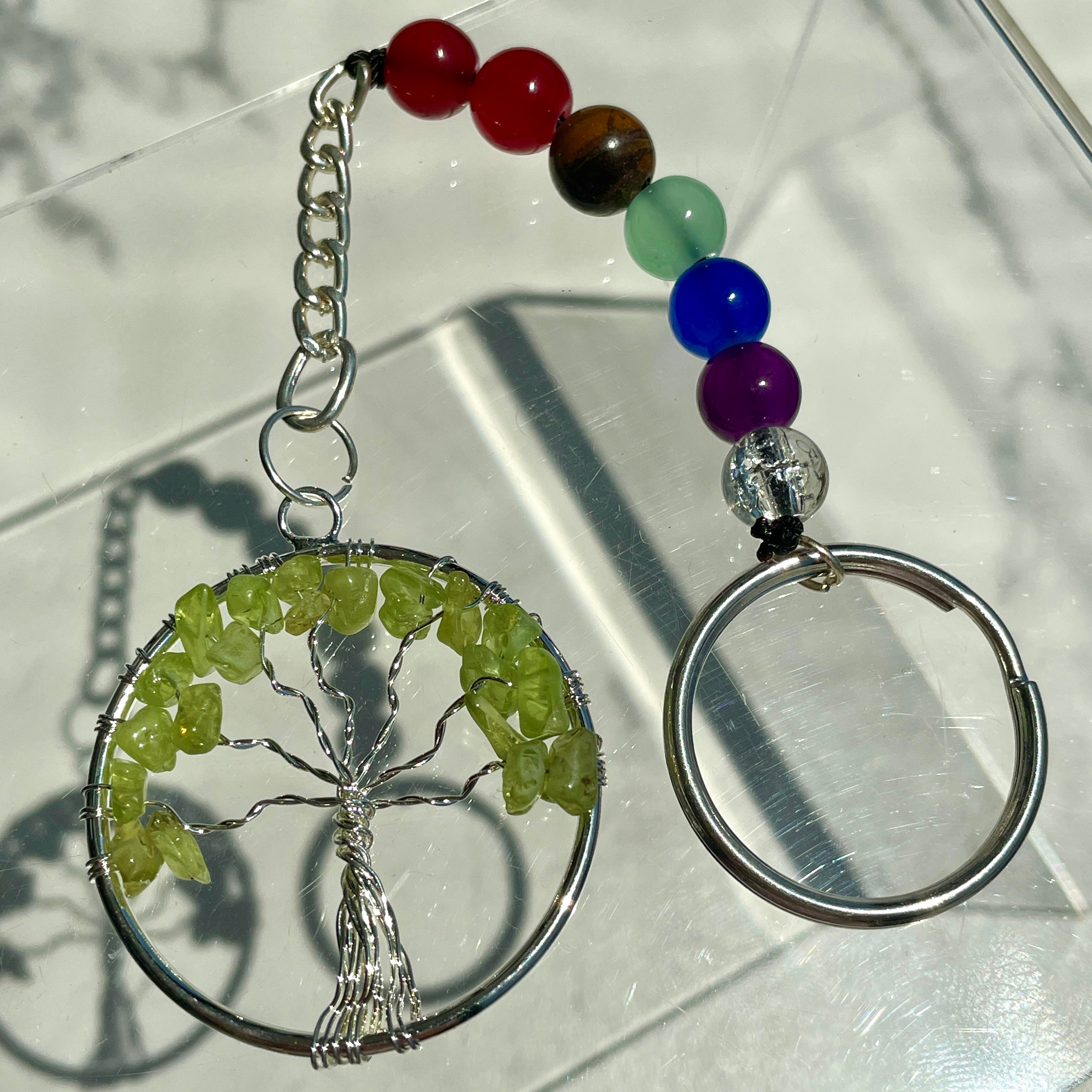 Peridot Chakra Tree of Life Keyring