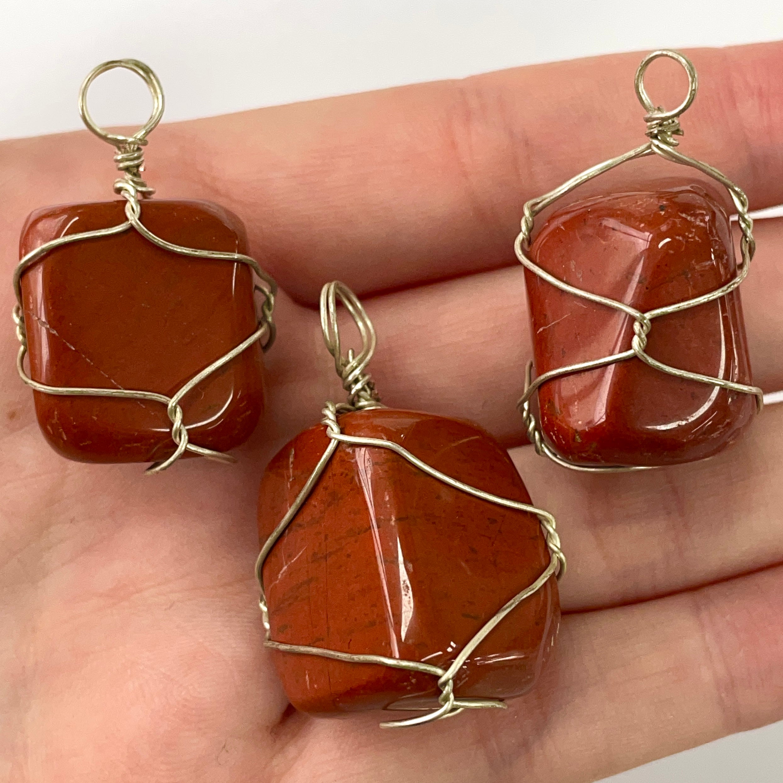 Red Jasper Wire Wrapped Tumbled Pendant