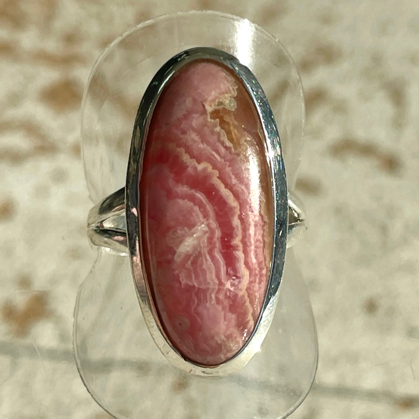 Rhodochrosite St. Silver Ring - Sz9 RH7