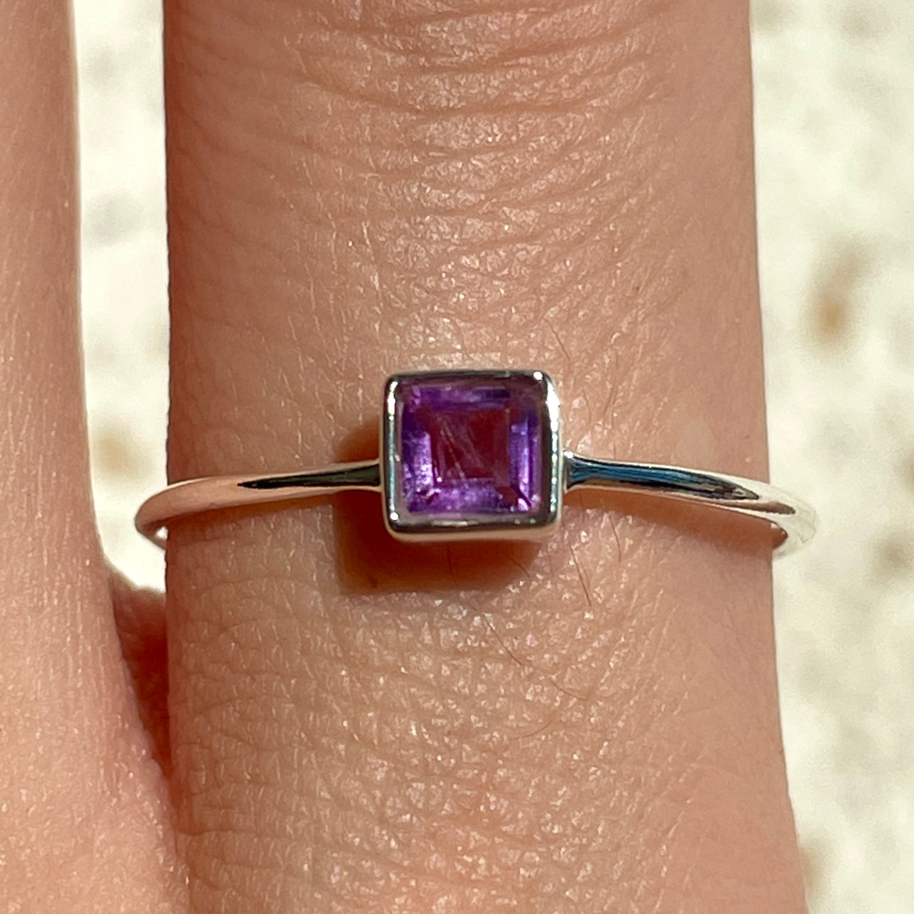 Amethyst Mini Square Ring
