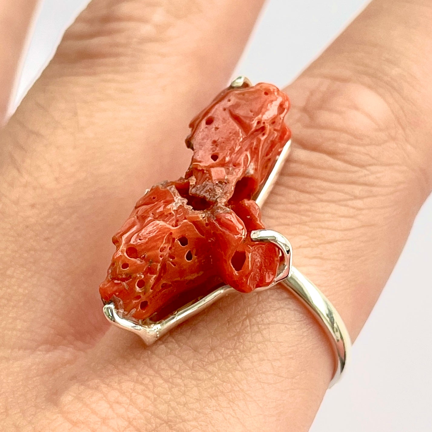 Coral Sterling Silver Ring - RC8