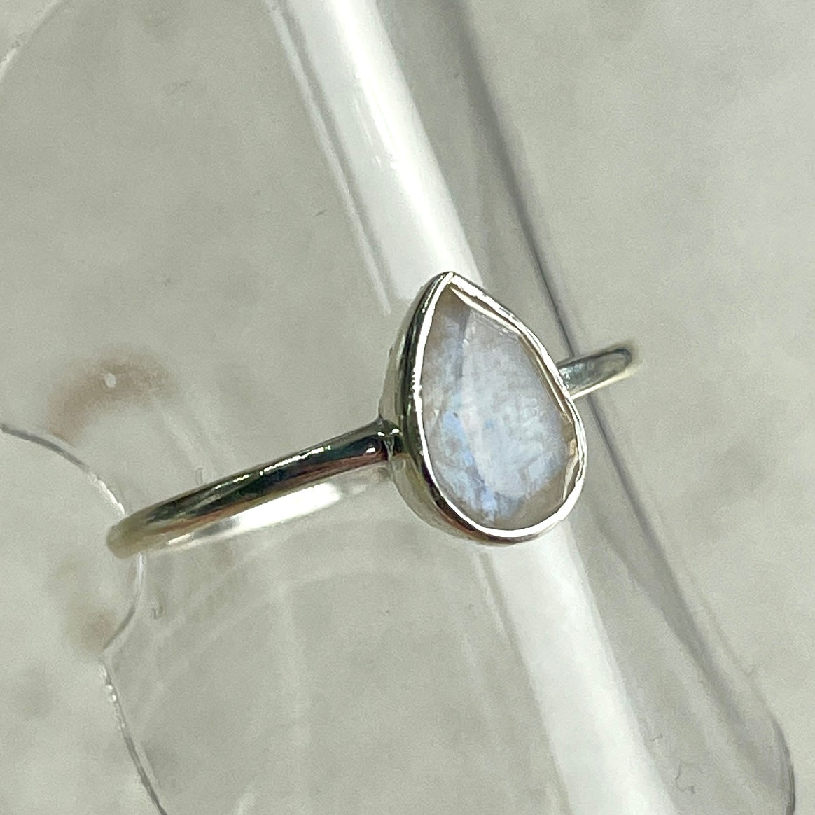 Rainbow Moonstone Teardrop Ring