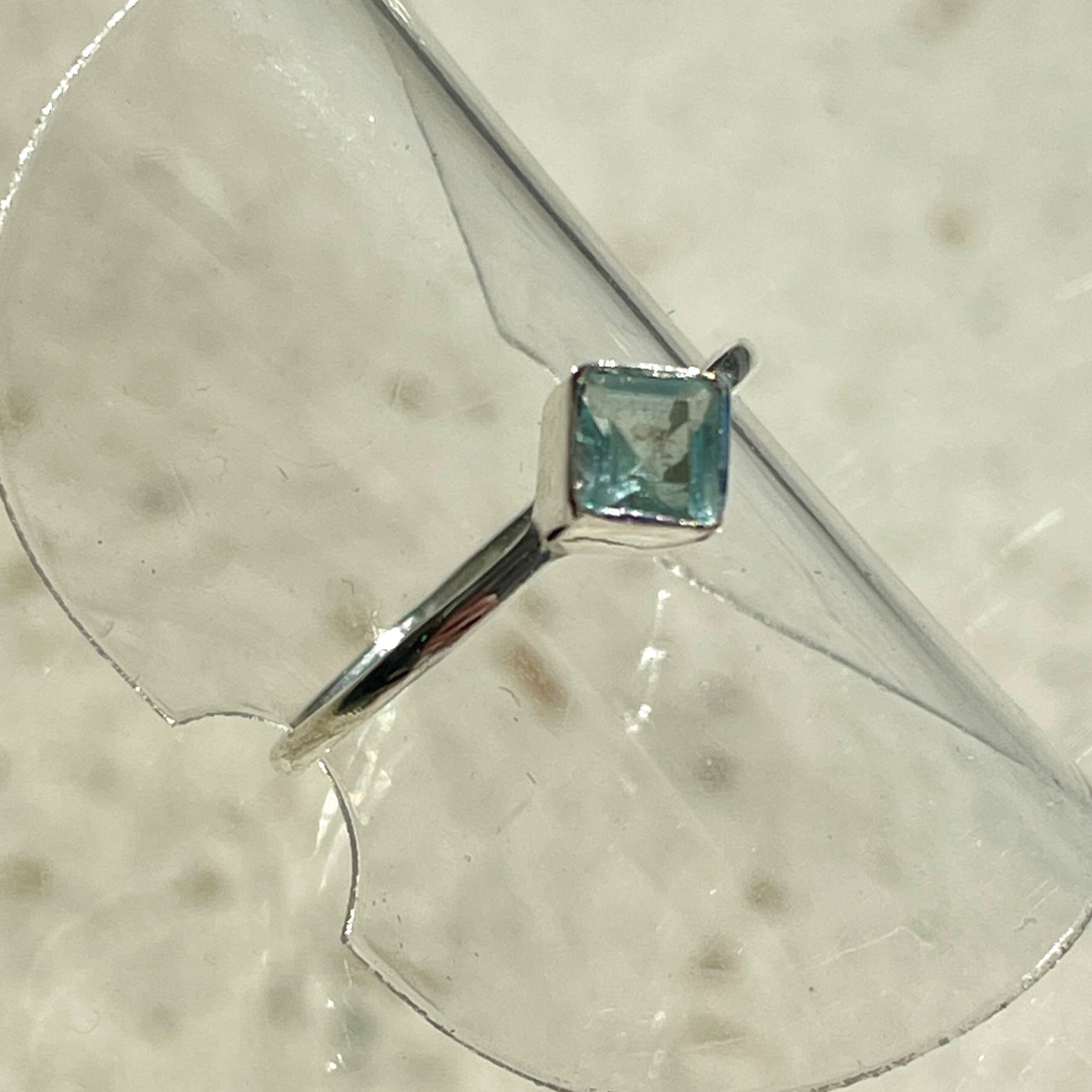 Blue Topaz Mini Square Diamond Ring