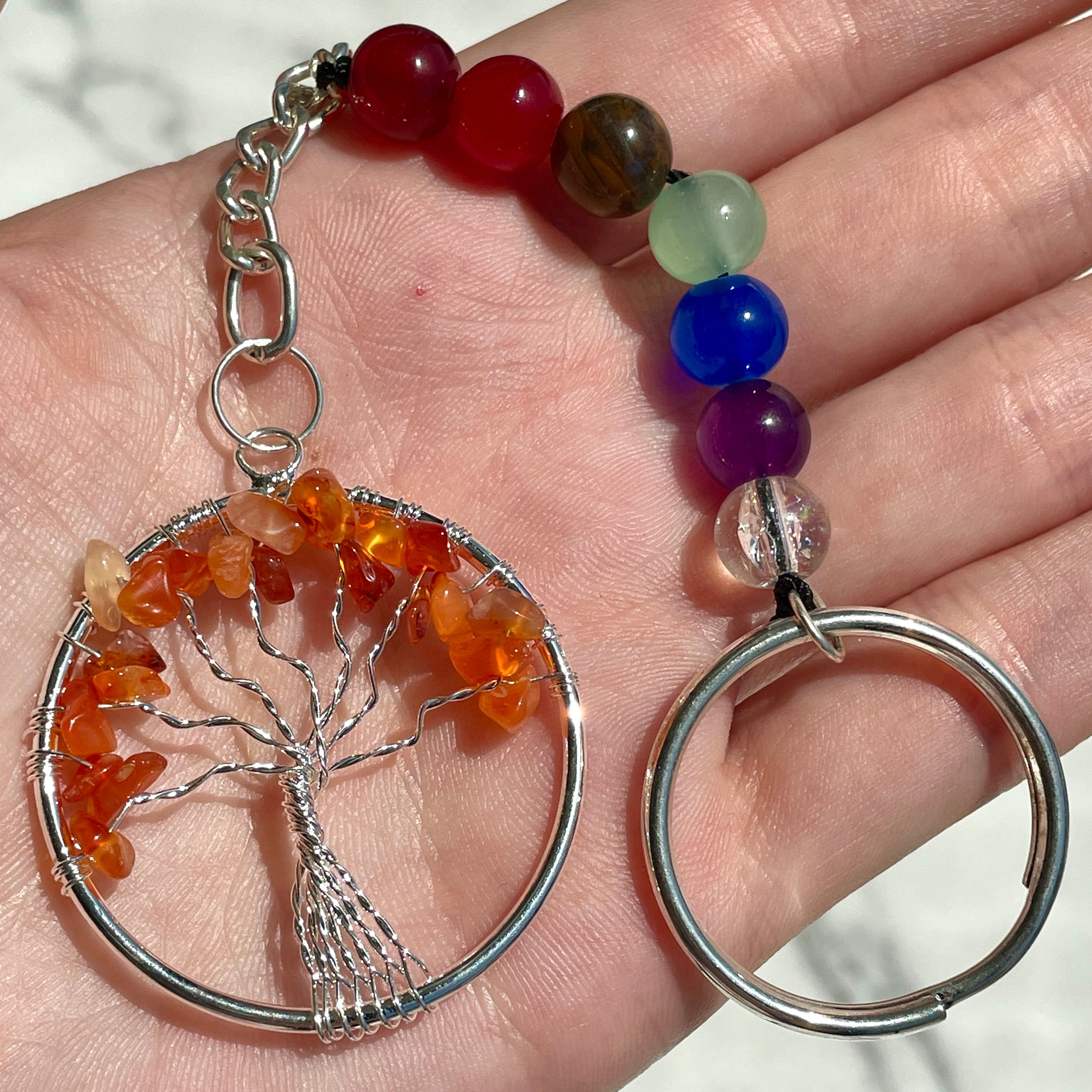 Carnelian Chakra Tree of Life Keyring