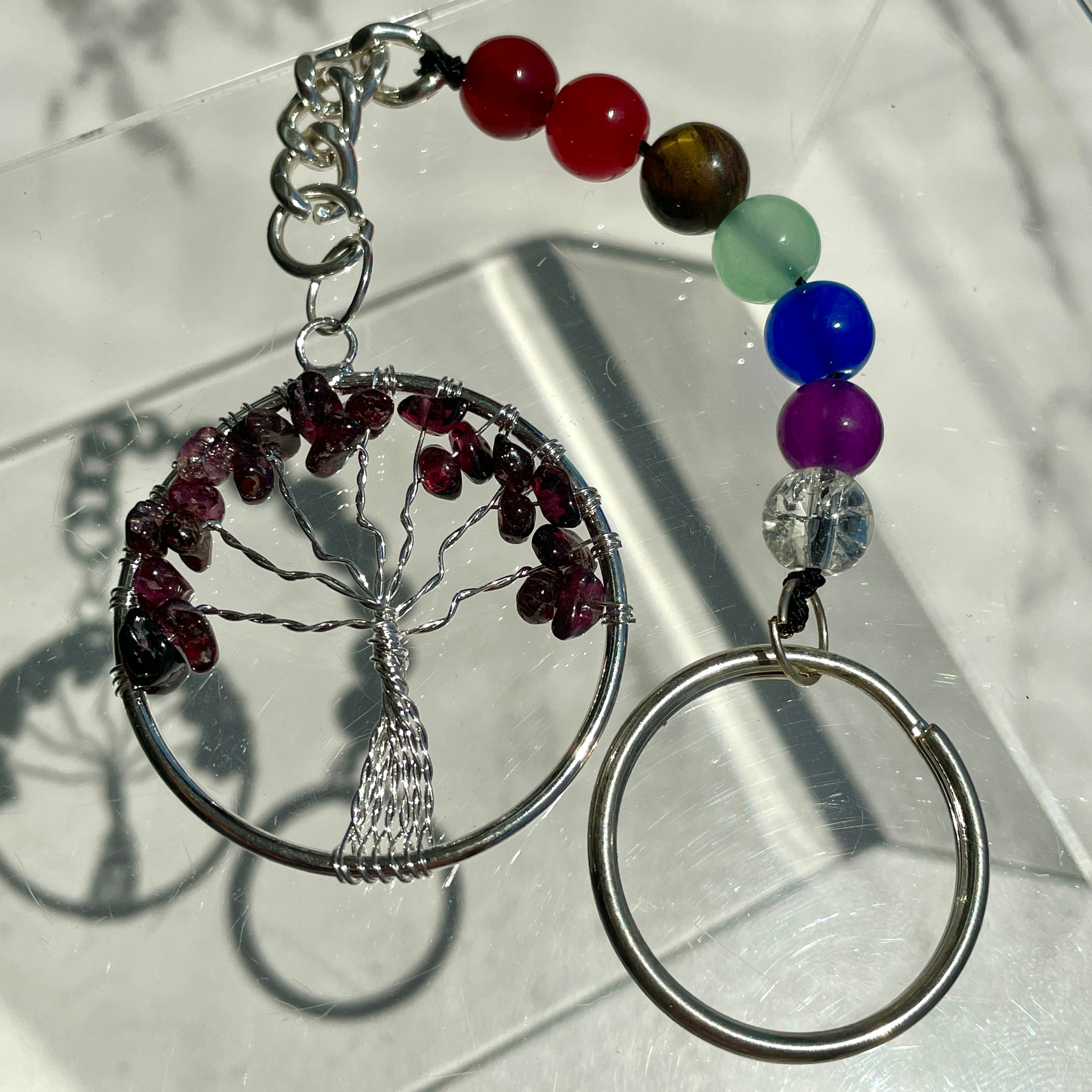 Garnet Chakra Tree of Life Keyring