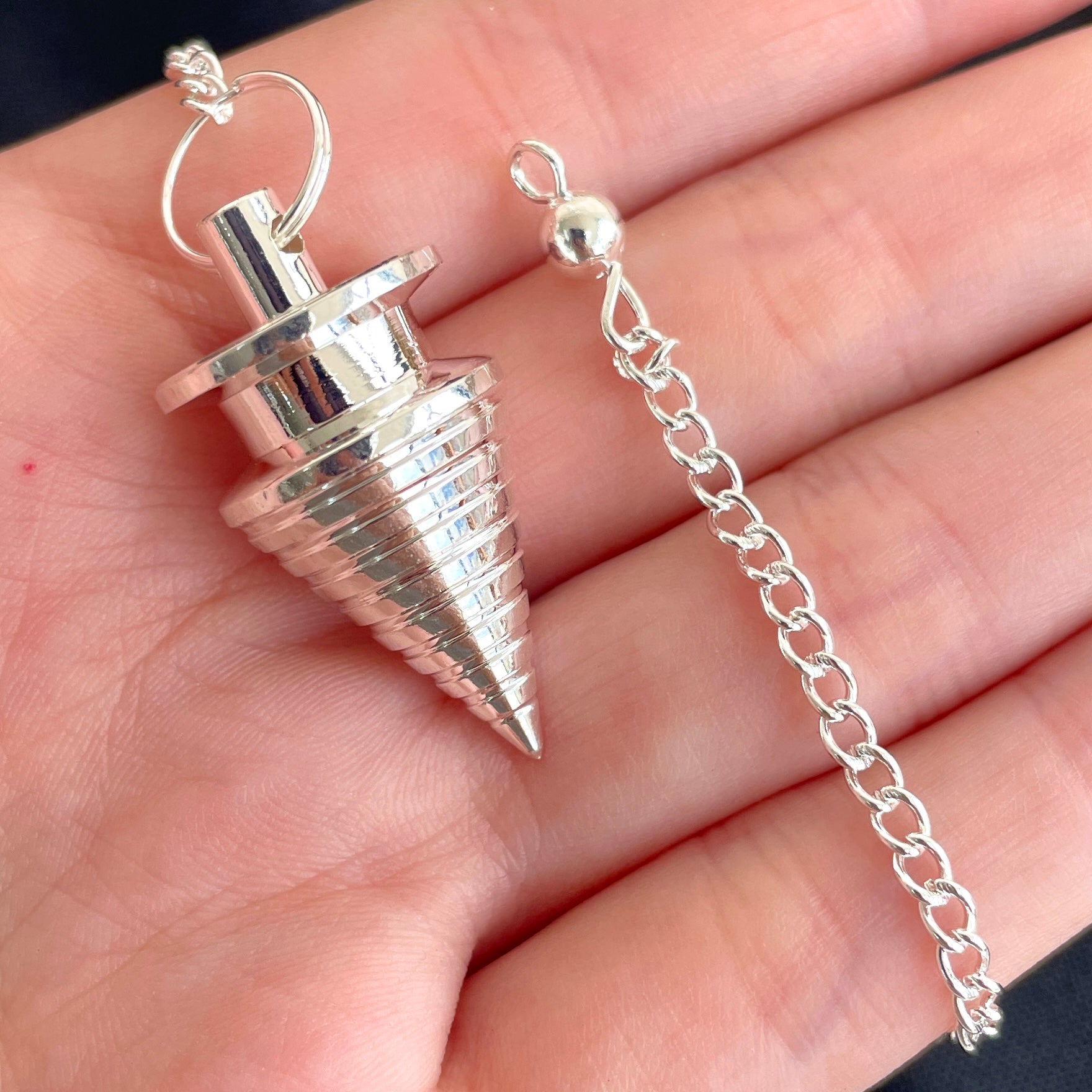 Spiral Cone Pendulum - Silver Metal