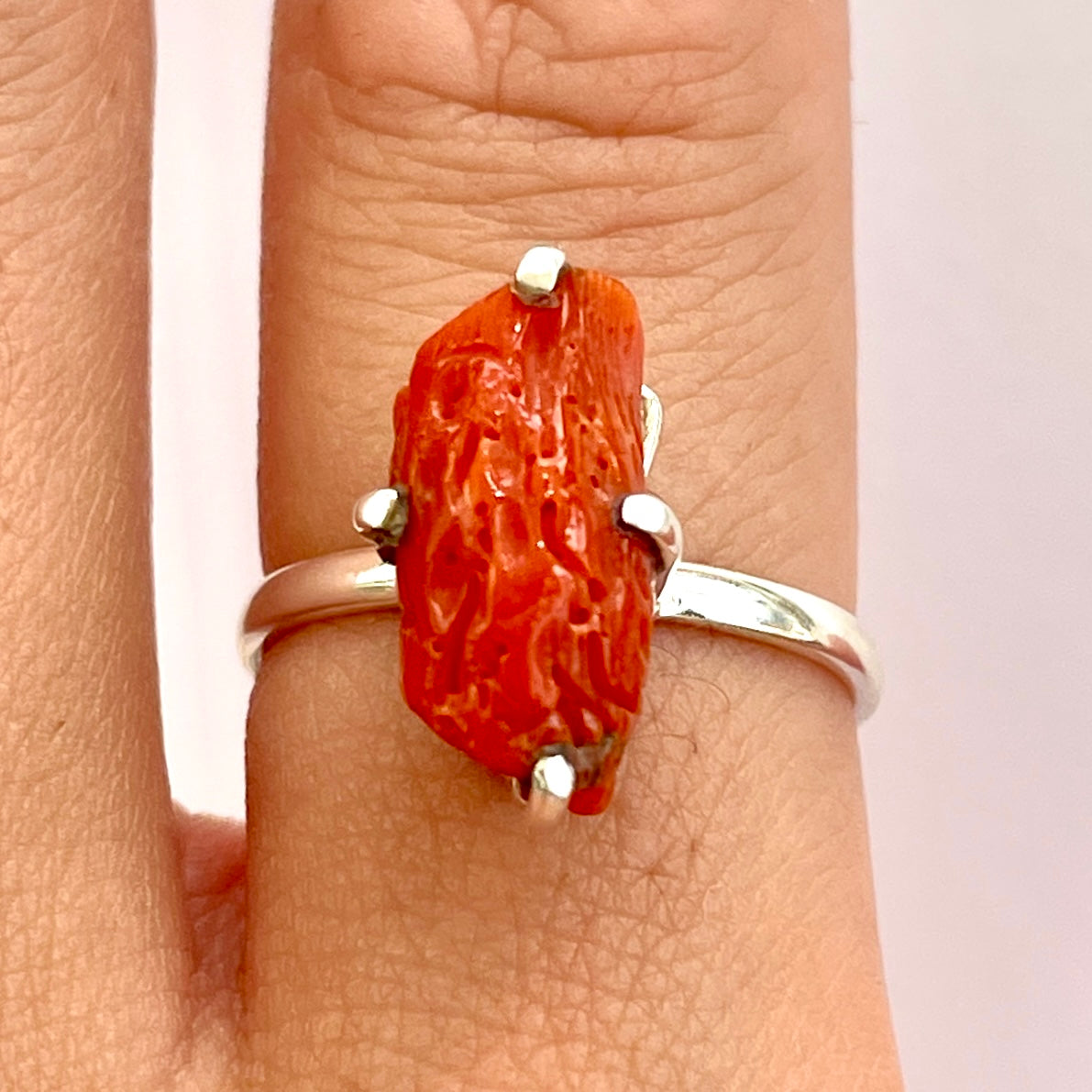 Coral Sterling Silver Ring - RC14