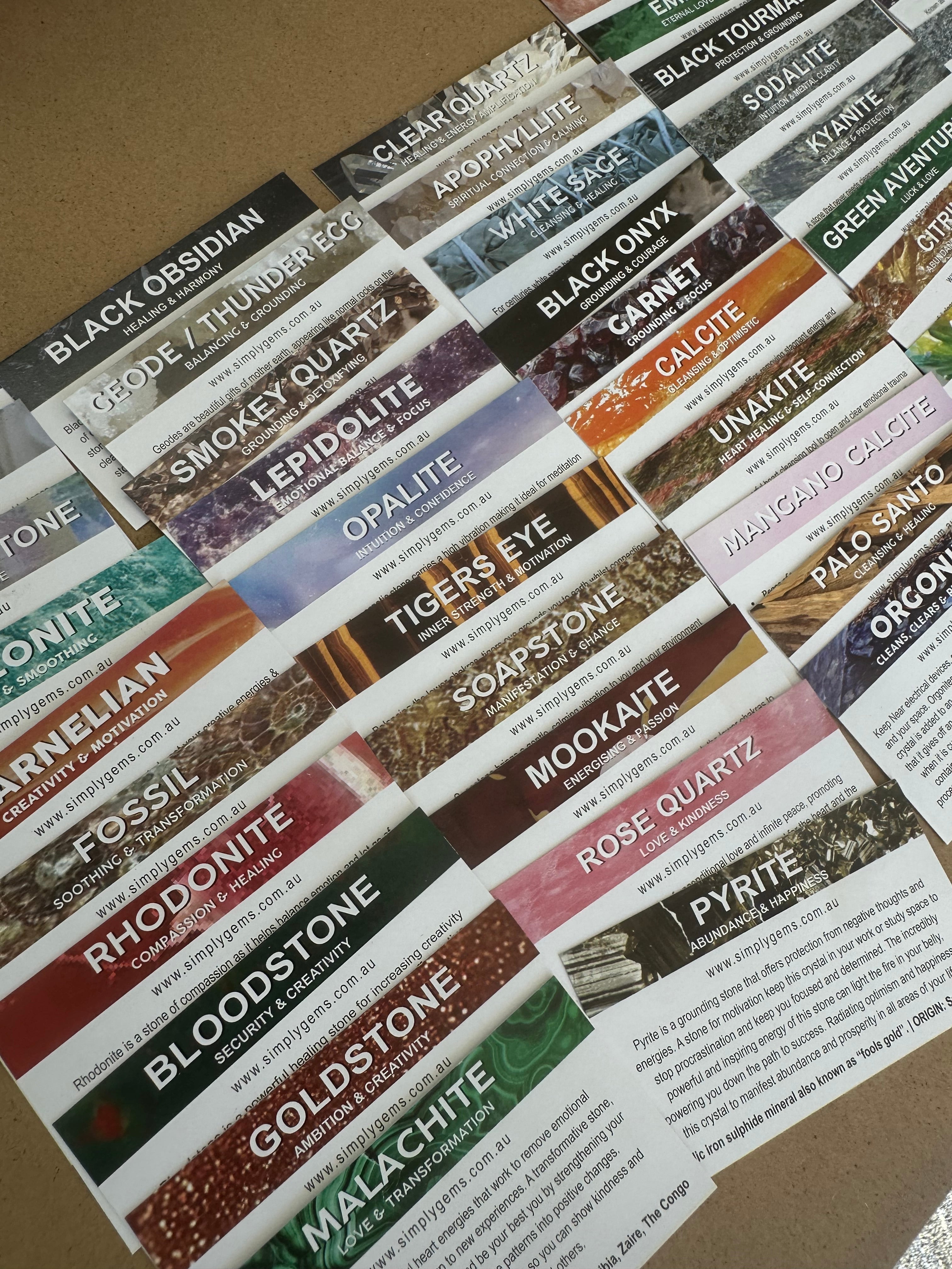 Crystal Info Cards - 50 Pack – Simply Gems