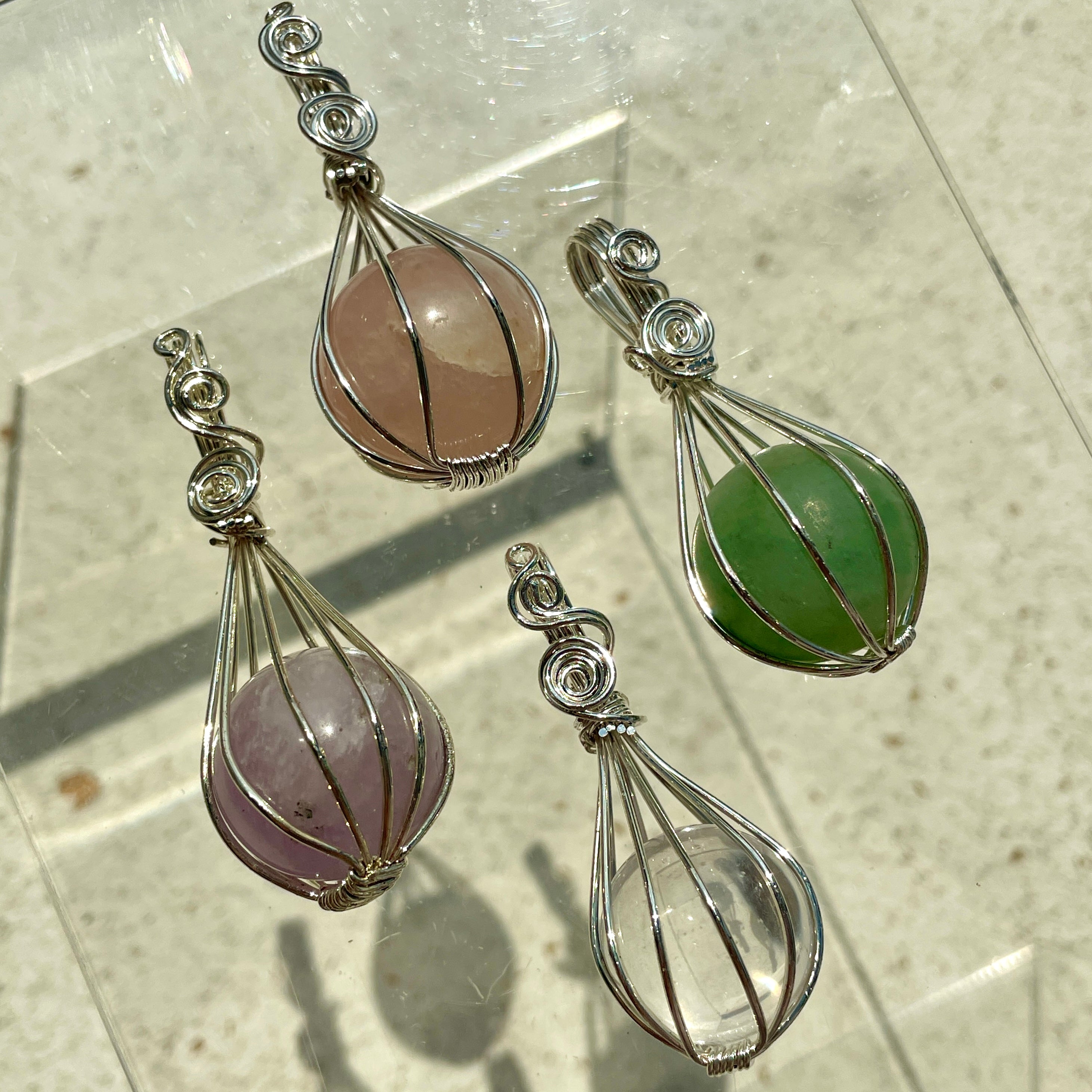 Wire Wrapped Crystal Ball Pendant - Style A