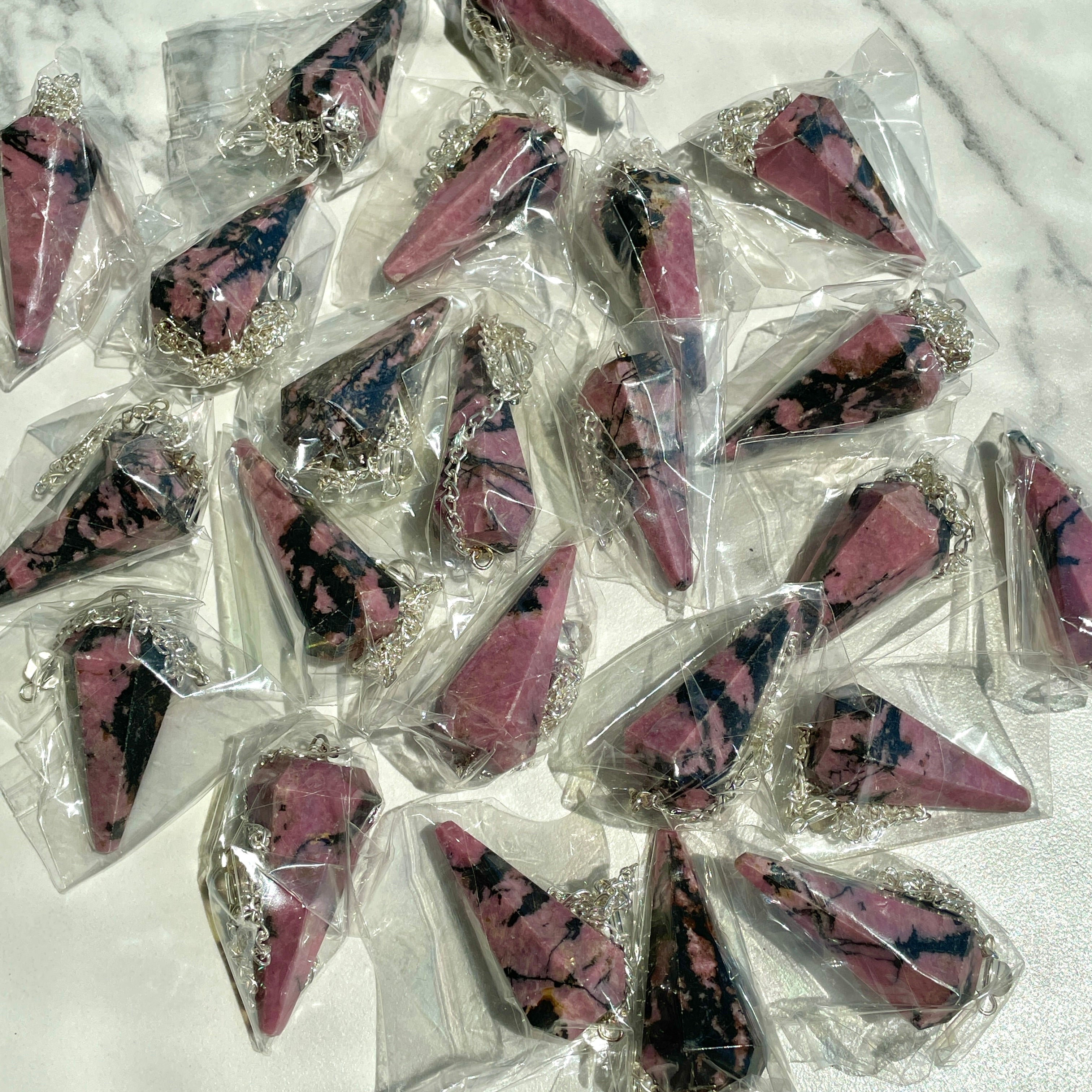 Rhodonite Faceted Pendulum