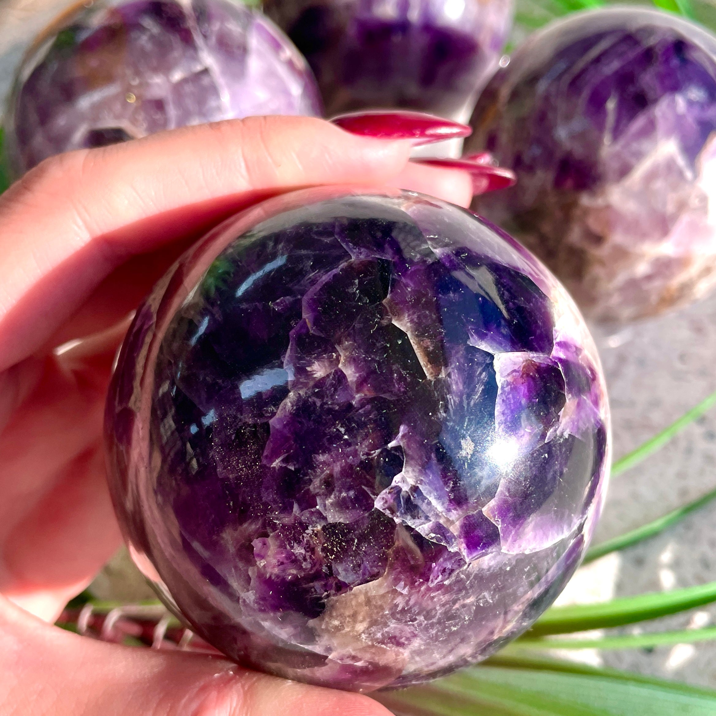 Chevron Amethyst Sphere - 7cm