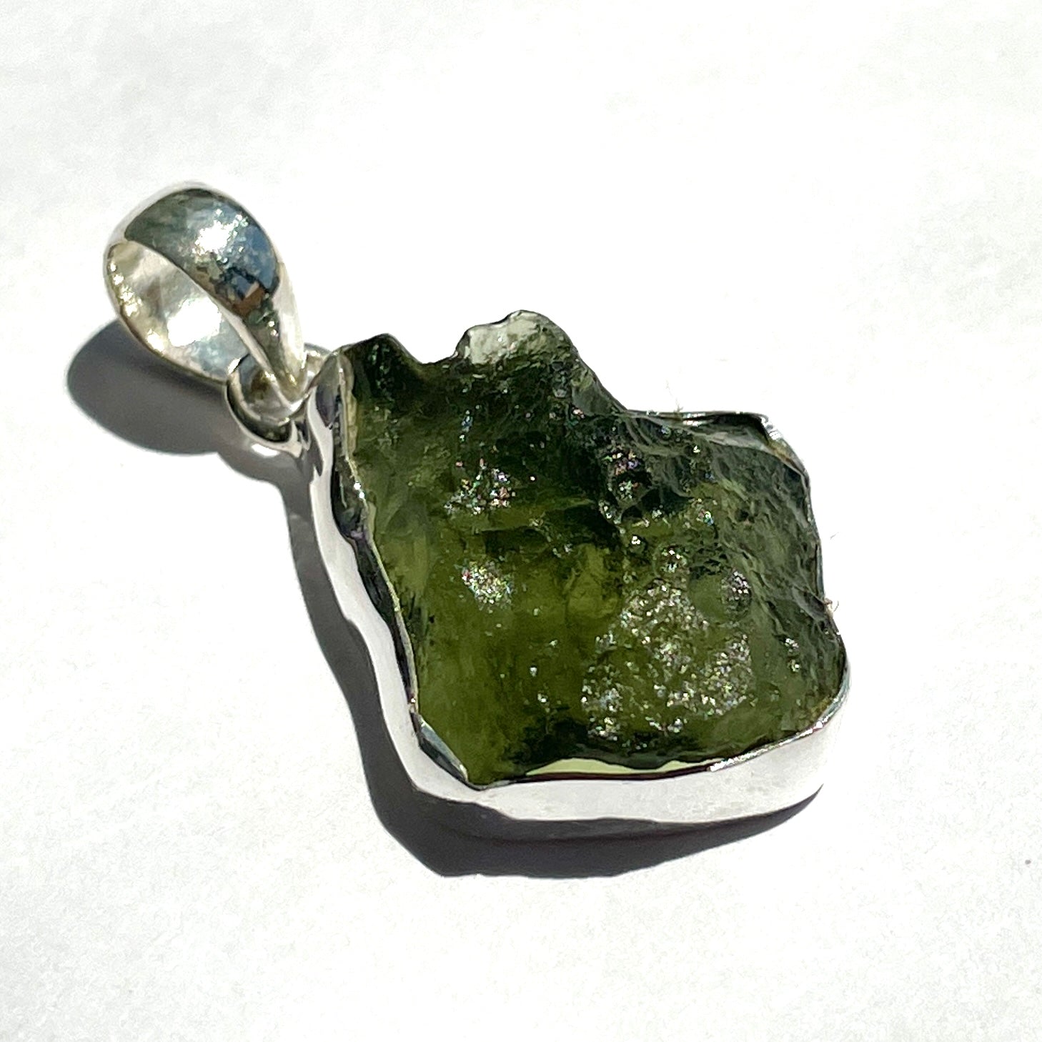 Moldavite Silver Pendant Large - M55