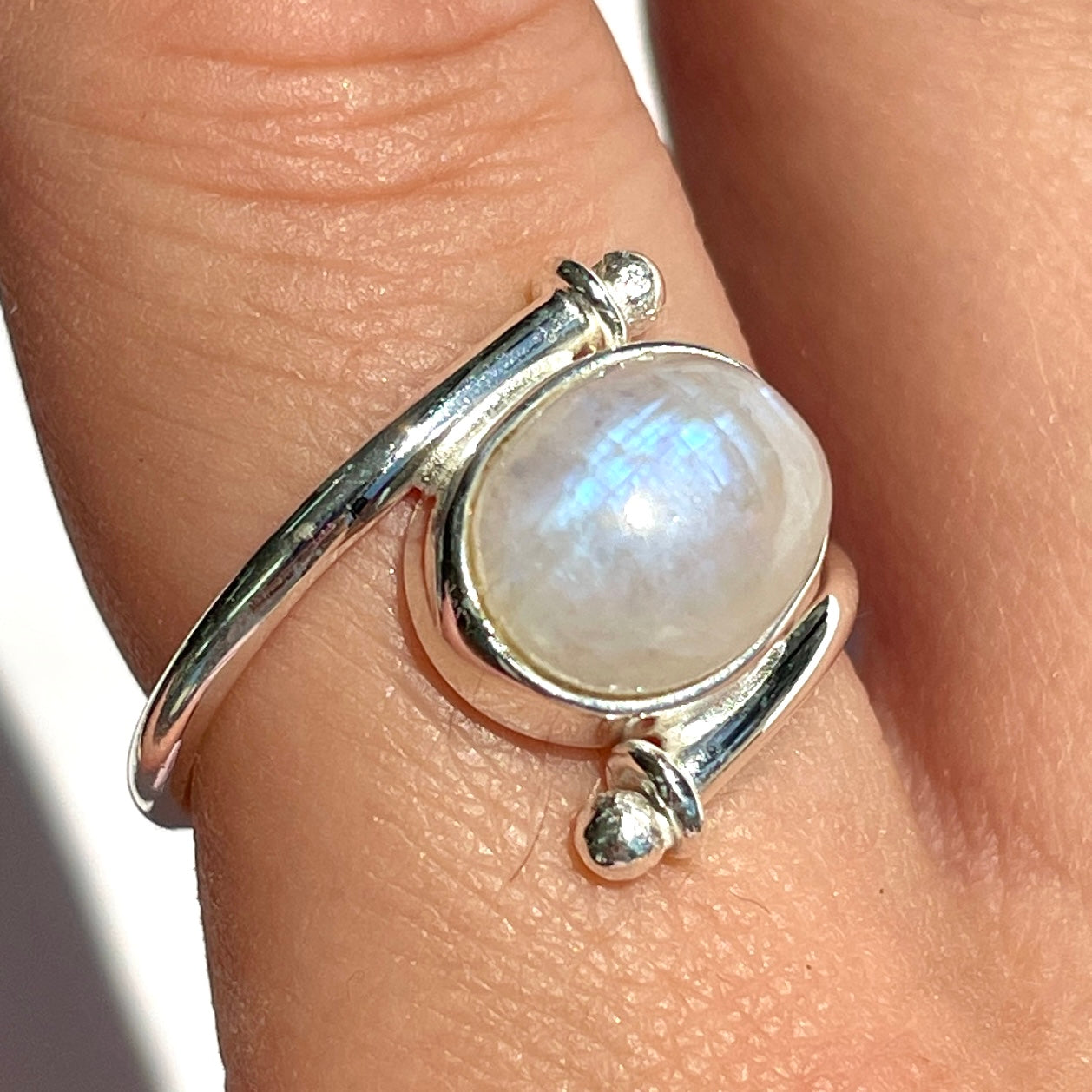 Rainbow Moonstone Sterling Silver Ring - SR3