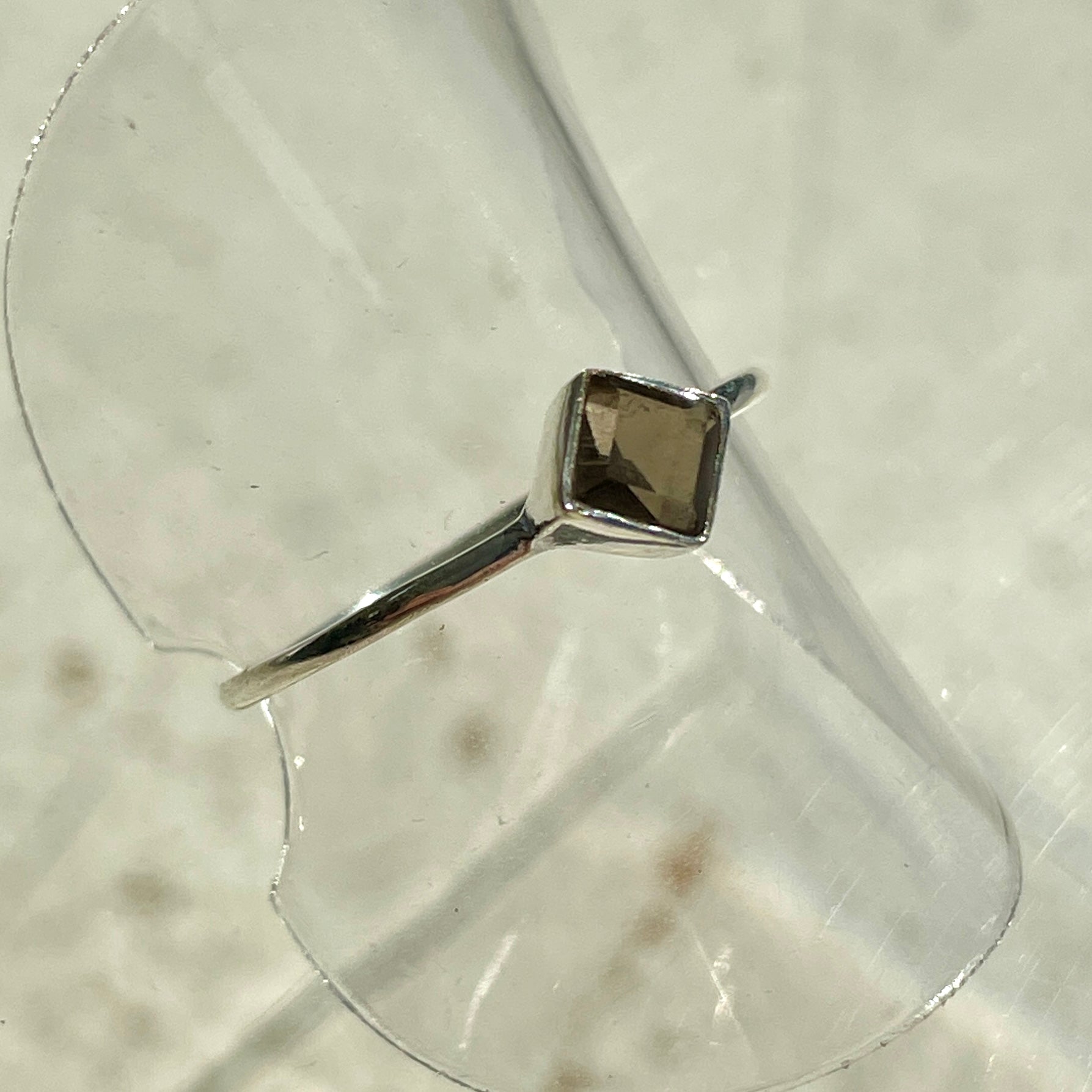 Smokey Quartz Mini Square Diamond Ring