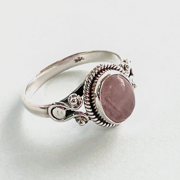 Rose Quartz St. Silver Ring - SR11