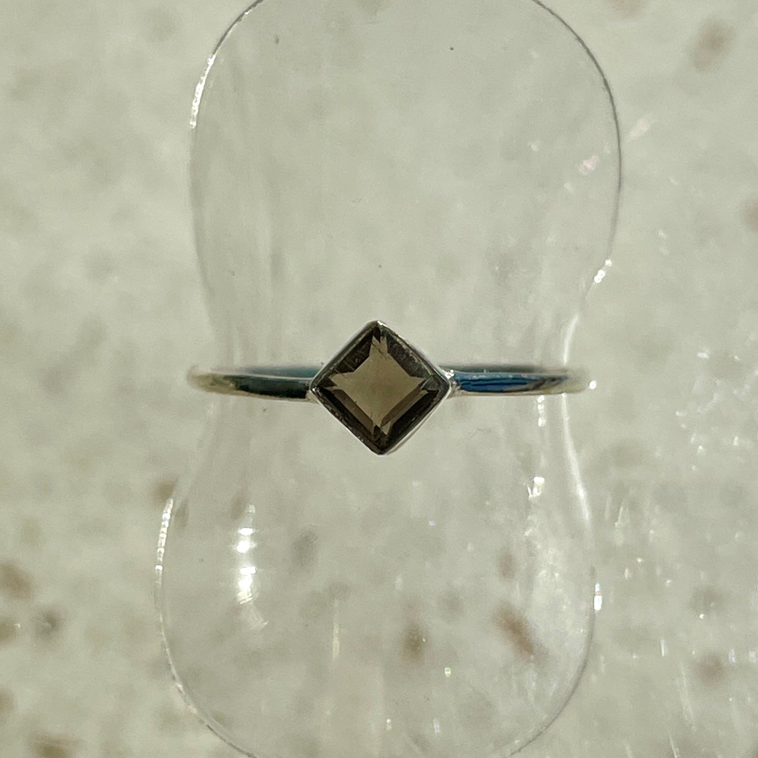 Smokey Quartz Mini Square Diamond Ring