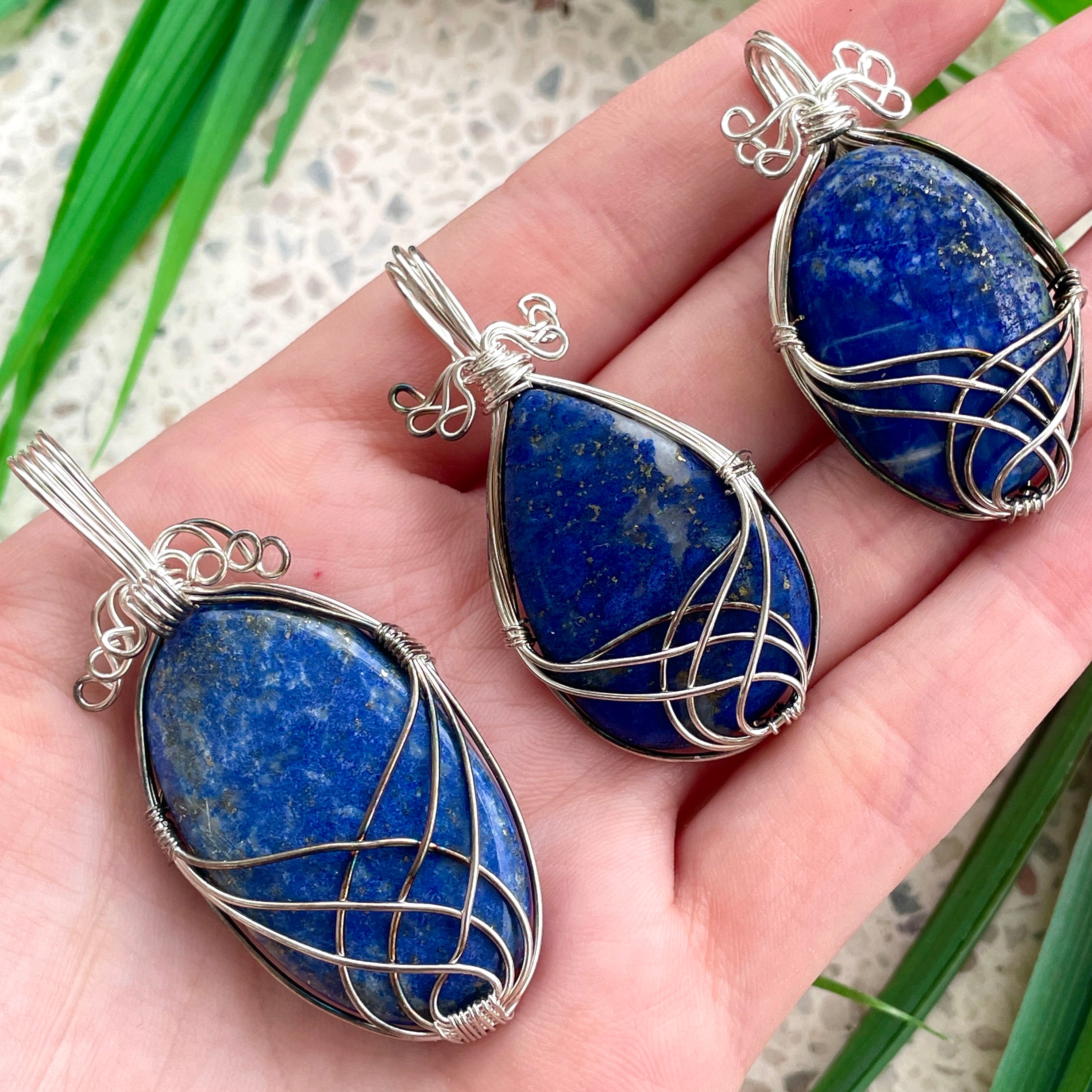 Lapis Lazuli Wire Wrapped Cabochon Pendant