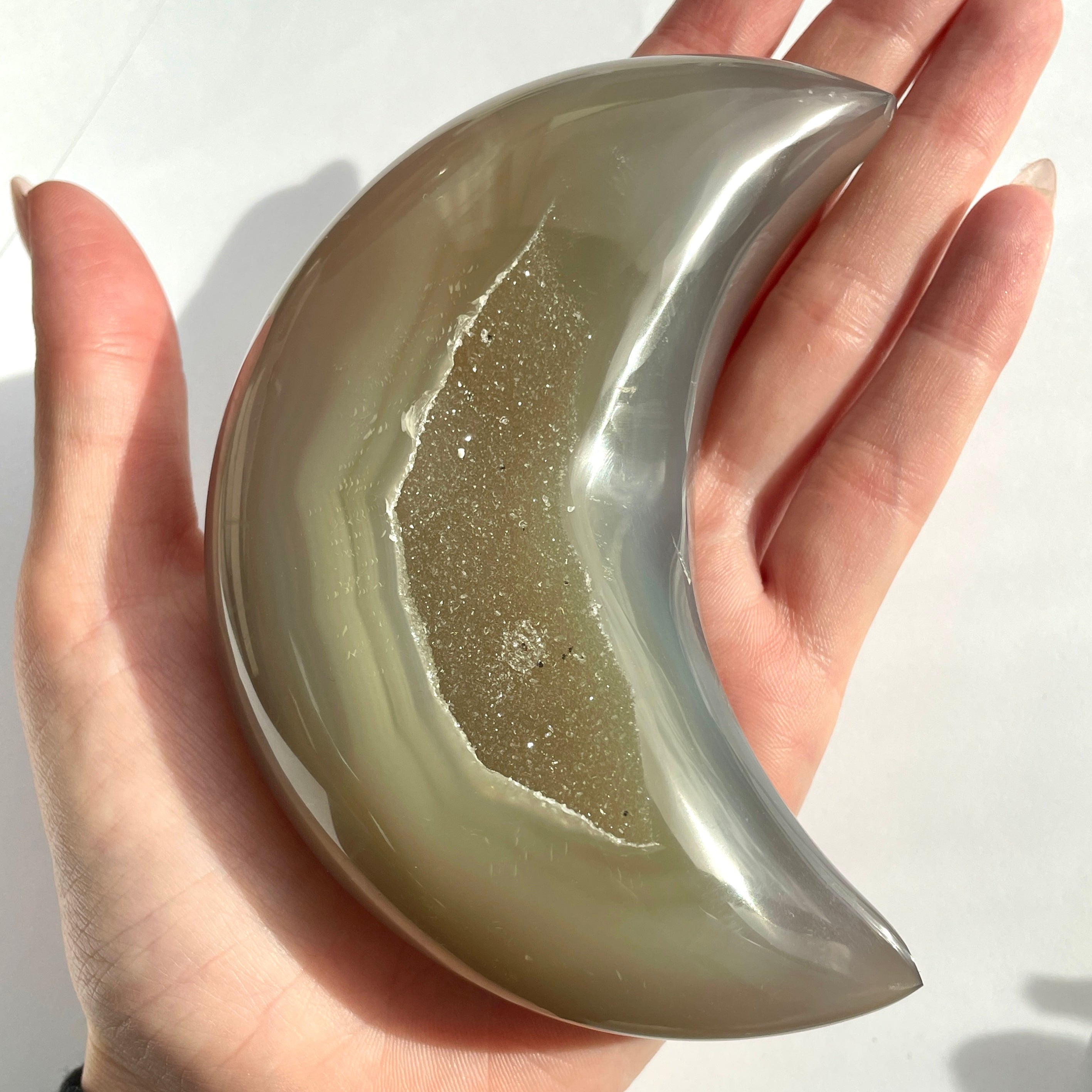 Polished Agate Geode Moon - 15