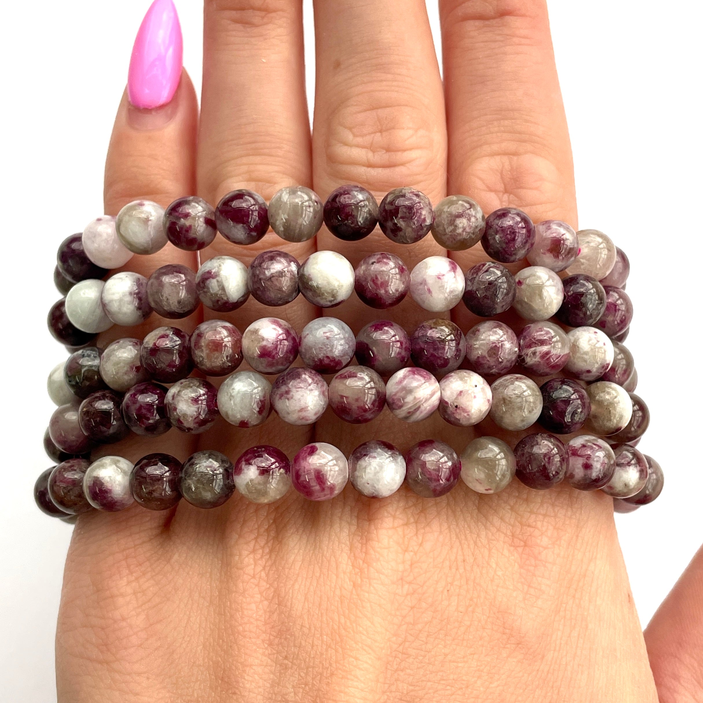 Pink Tourmaline Beads Bracelet 6mm