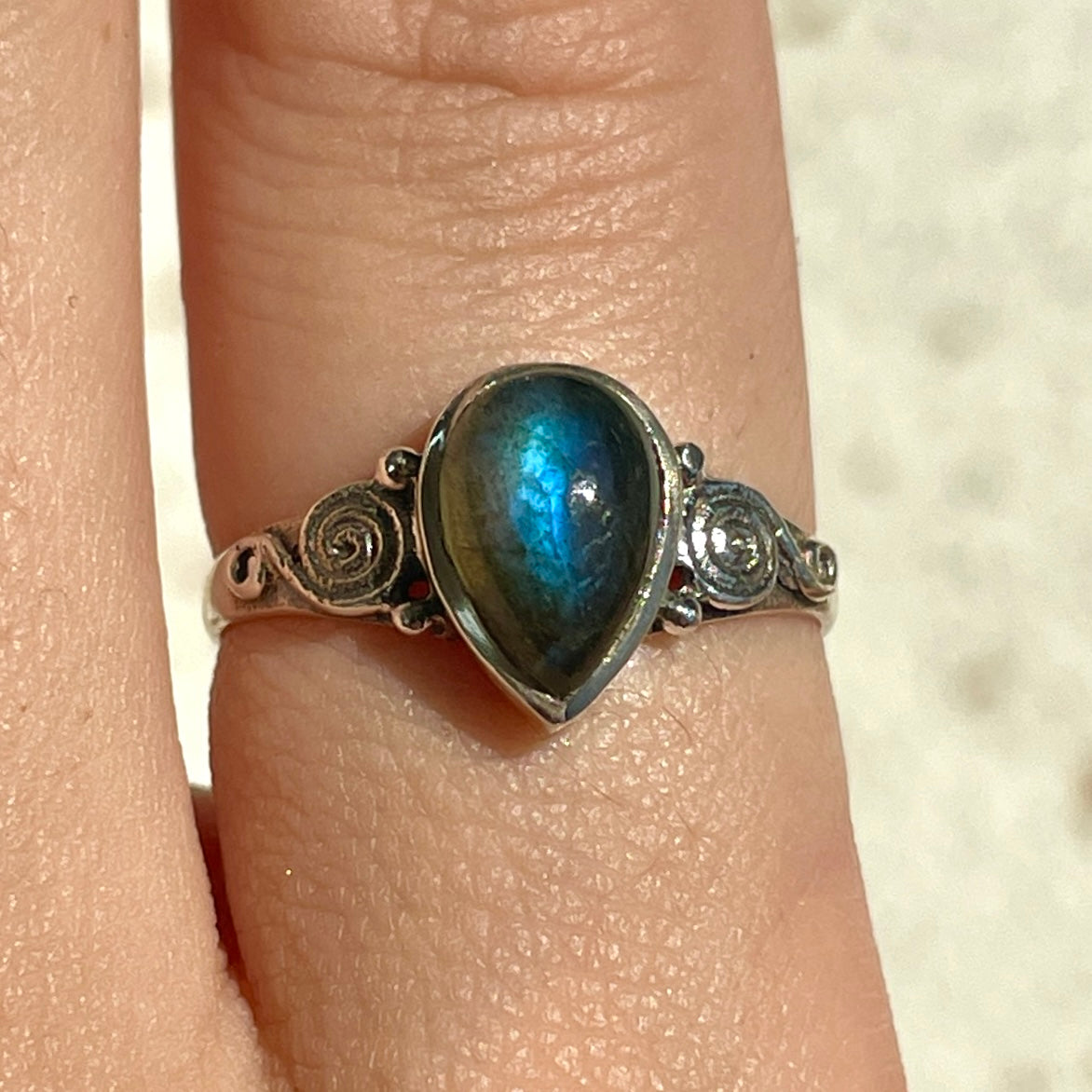 Labradorite Swirl Ring