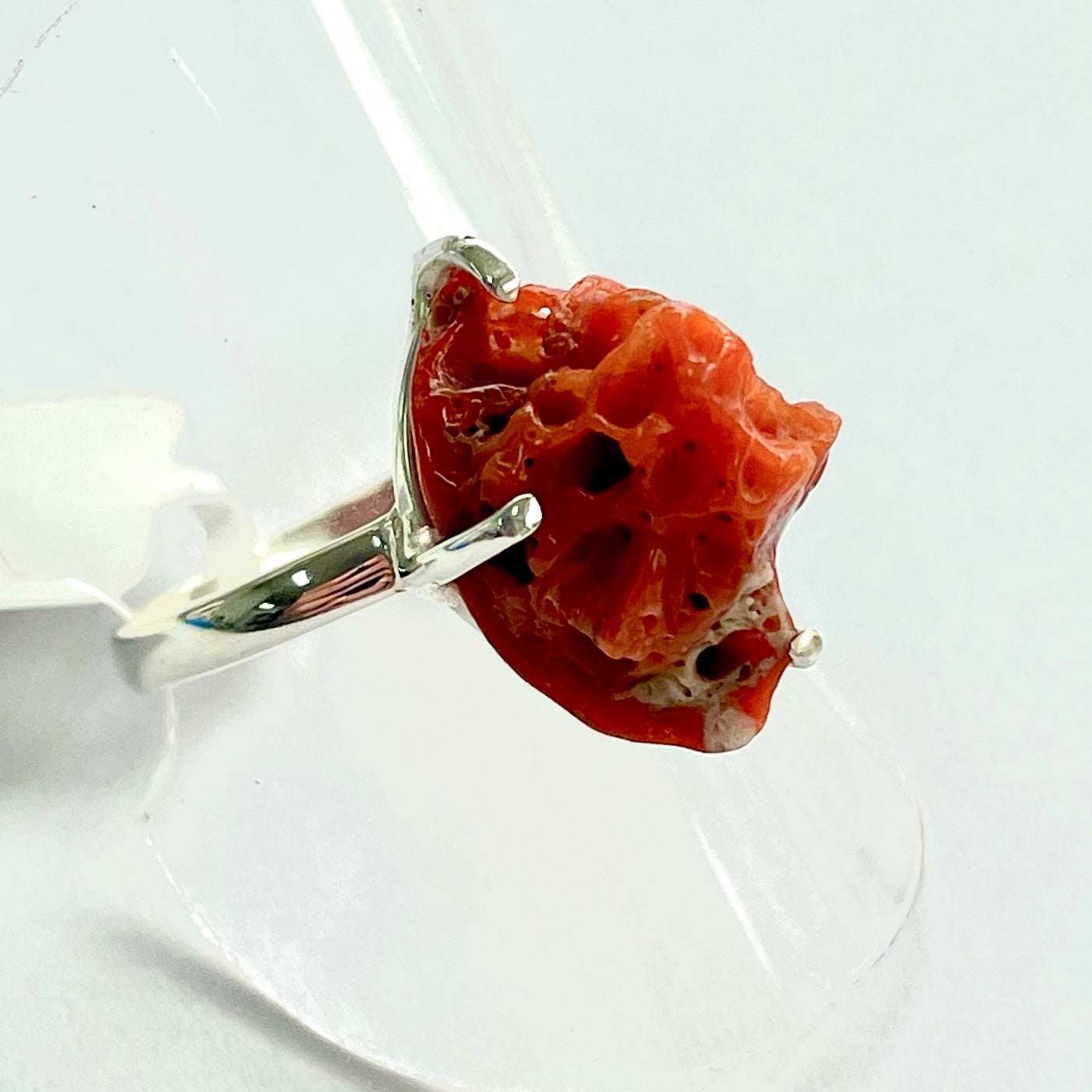 Coral Sterling Silver Ring - RC9