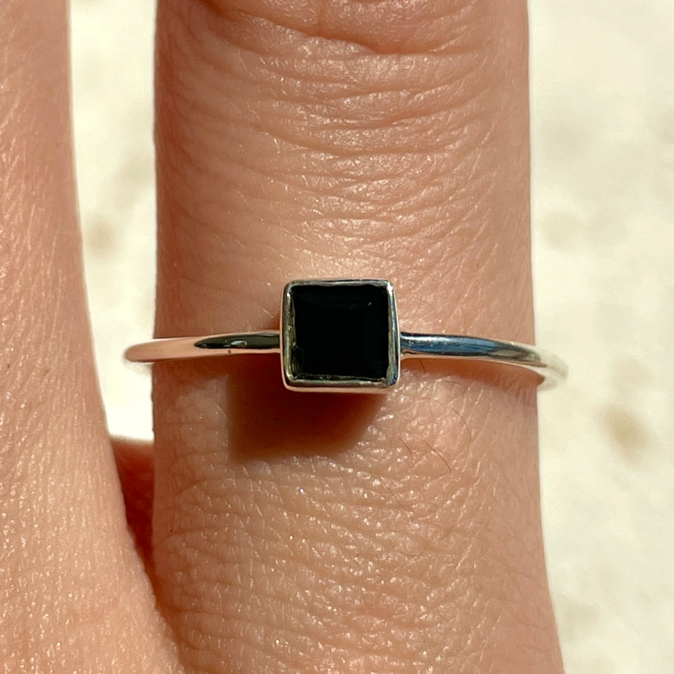 Black Onyx Mini Square Ring