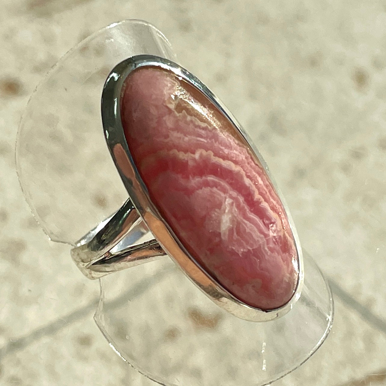 Rhodochrosite St. Silver Ring - Sz9 RH7