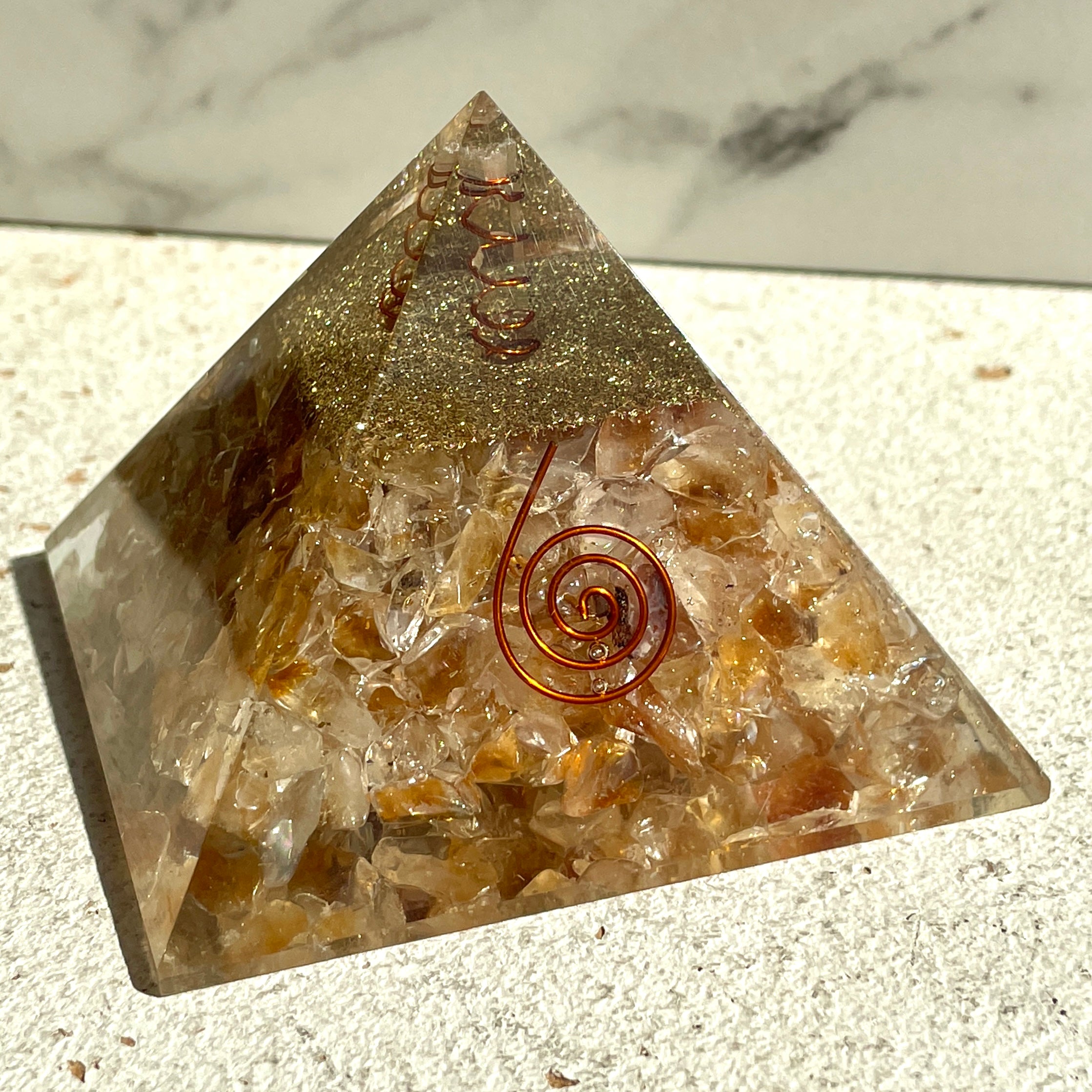Citrine Orgonite Pyramid - 9cm