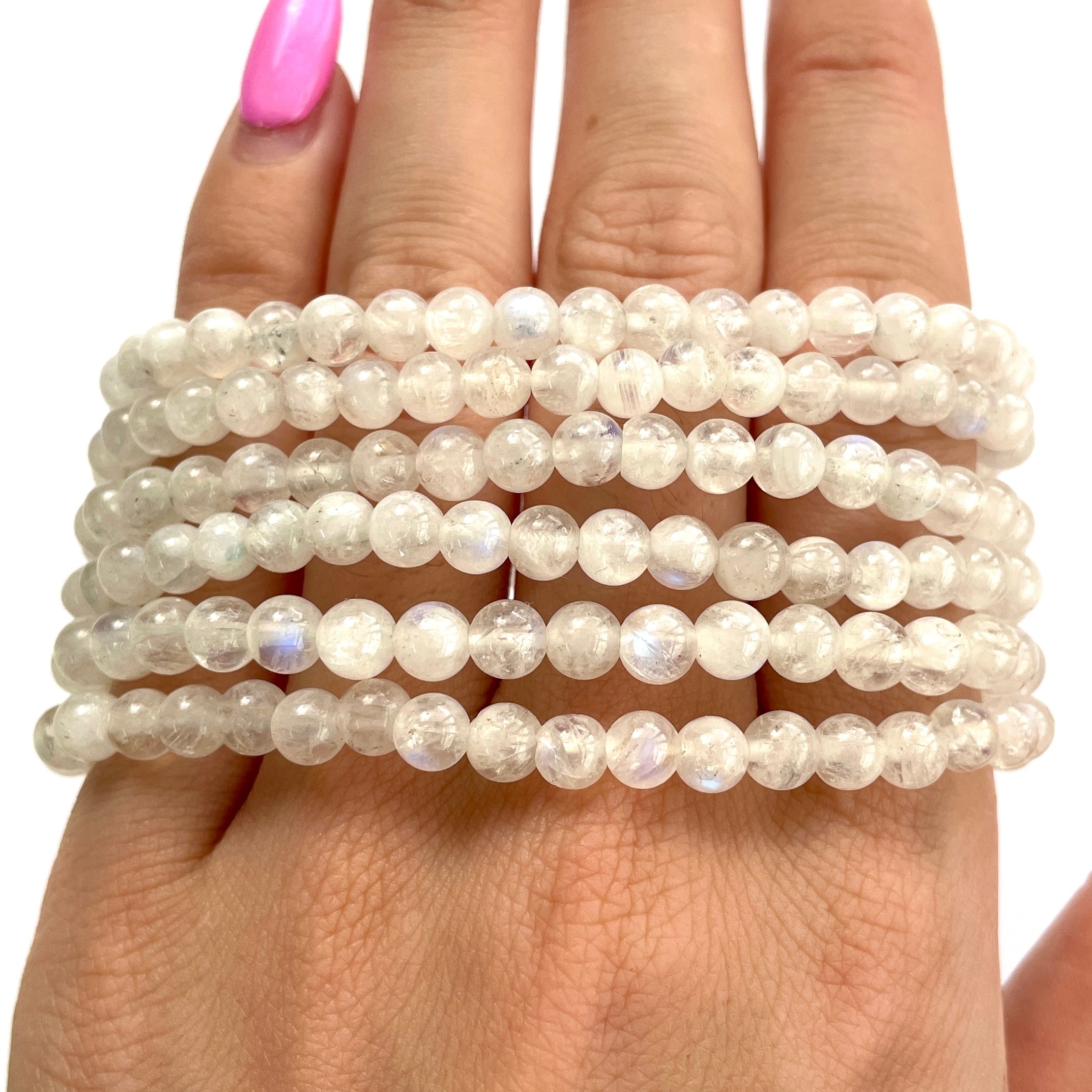 Rainbow Moonstone Beads Bracelet - 4mm