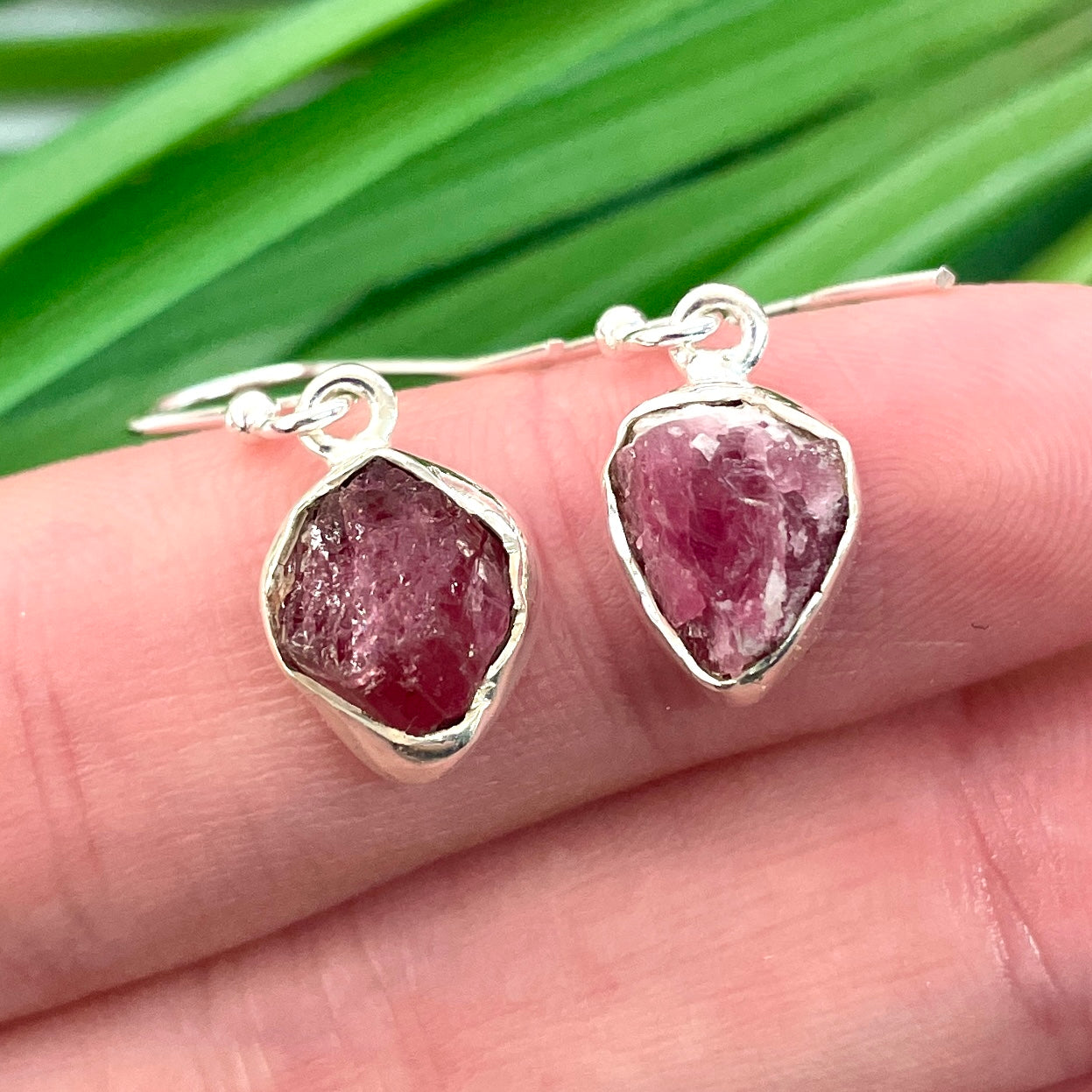 Pink Tourmaline Raw - St.Silver Earring