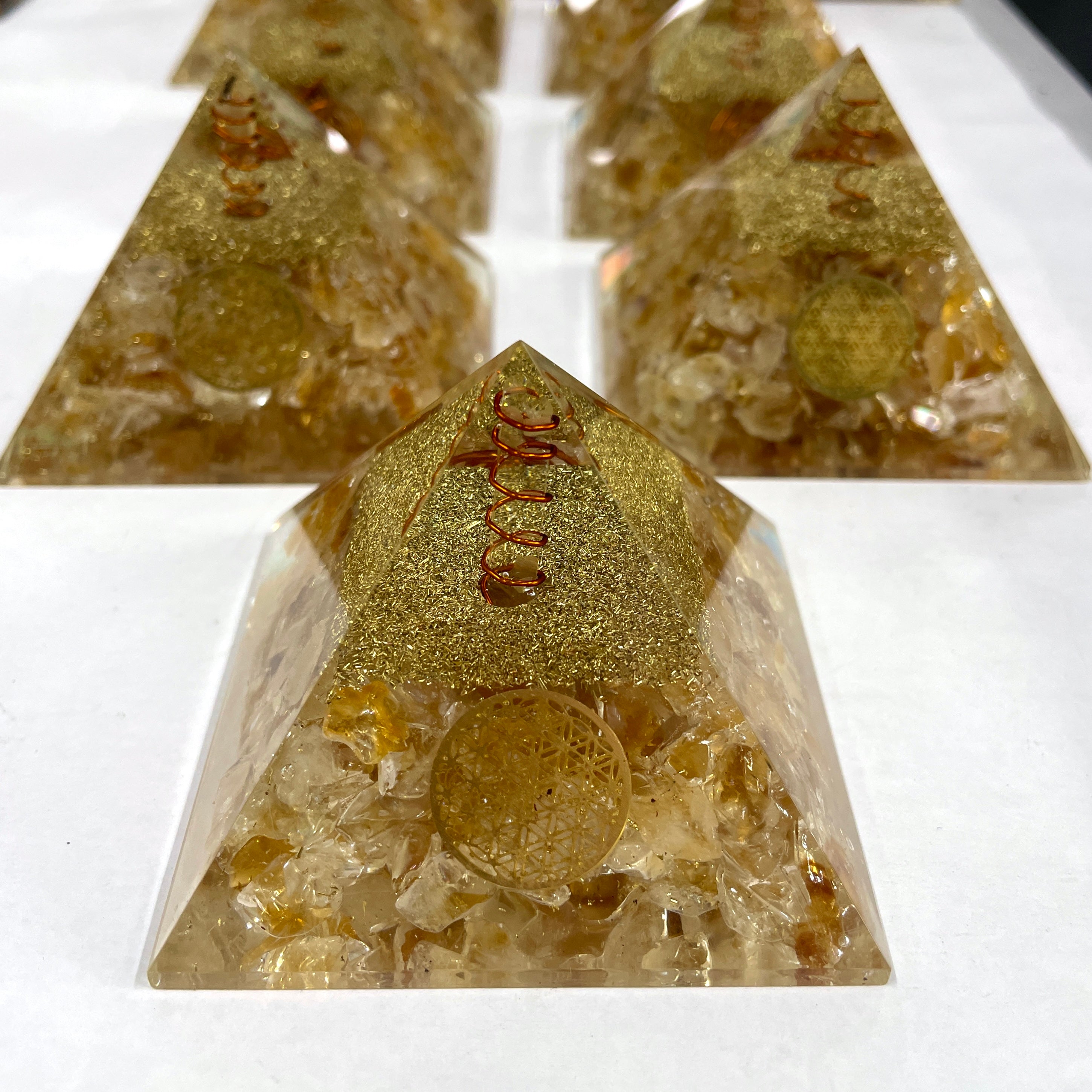 Citrine Orgonite Pyramid - 7cm