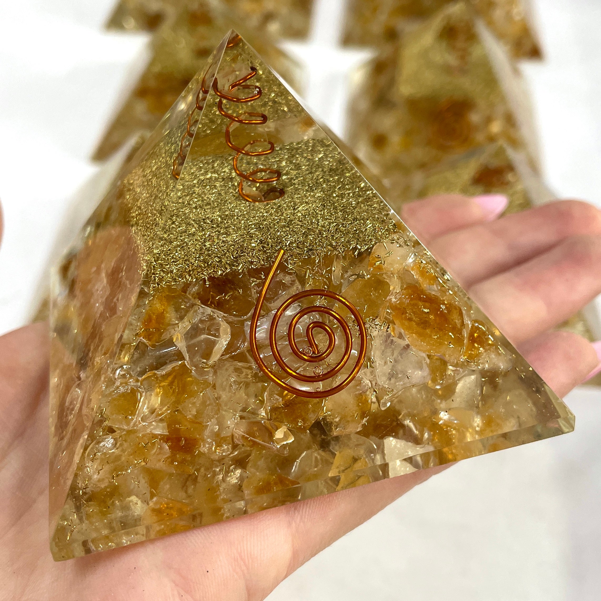 Citrine Orgonite Pyramid - 7cm