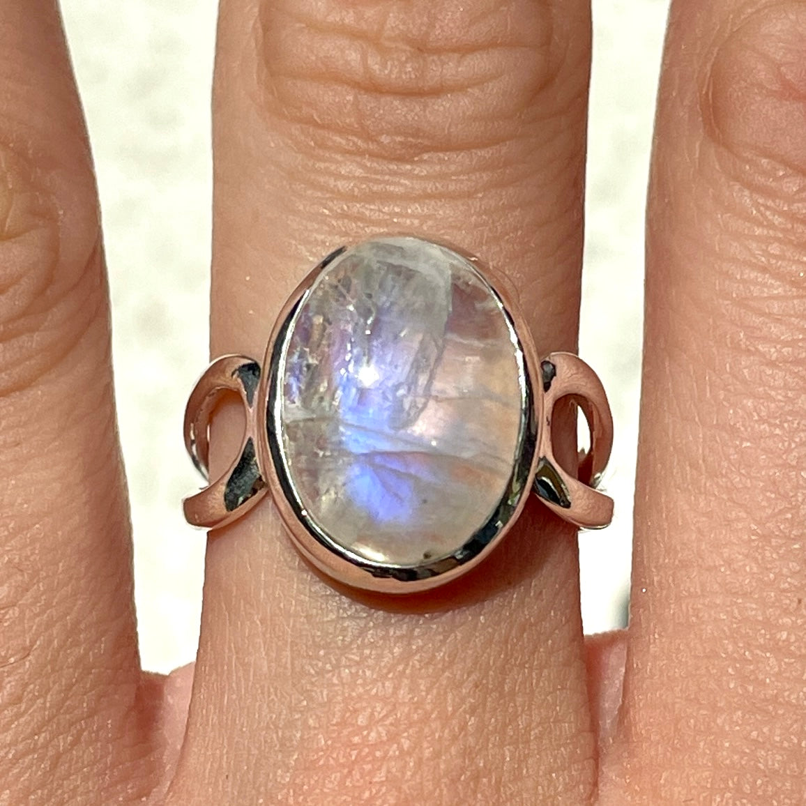 Rainbow Moonstone Sterling Silver Ring - SR2