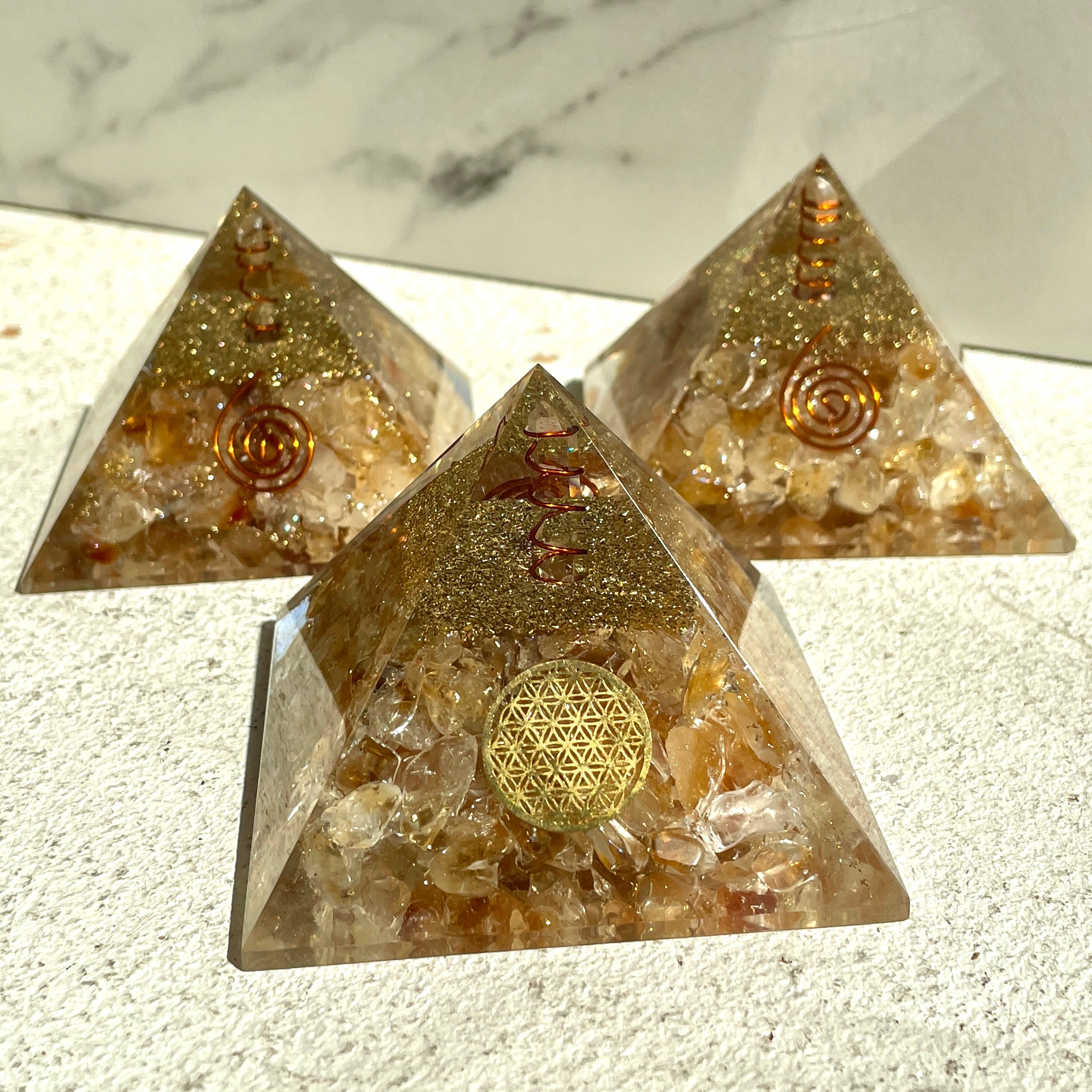 Citrine Orgonite Pyramid - 7cm