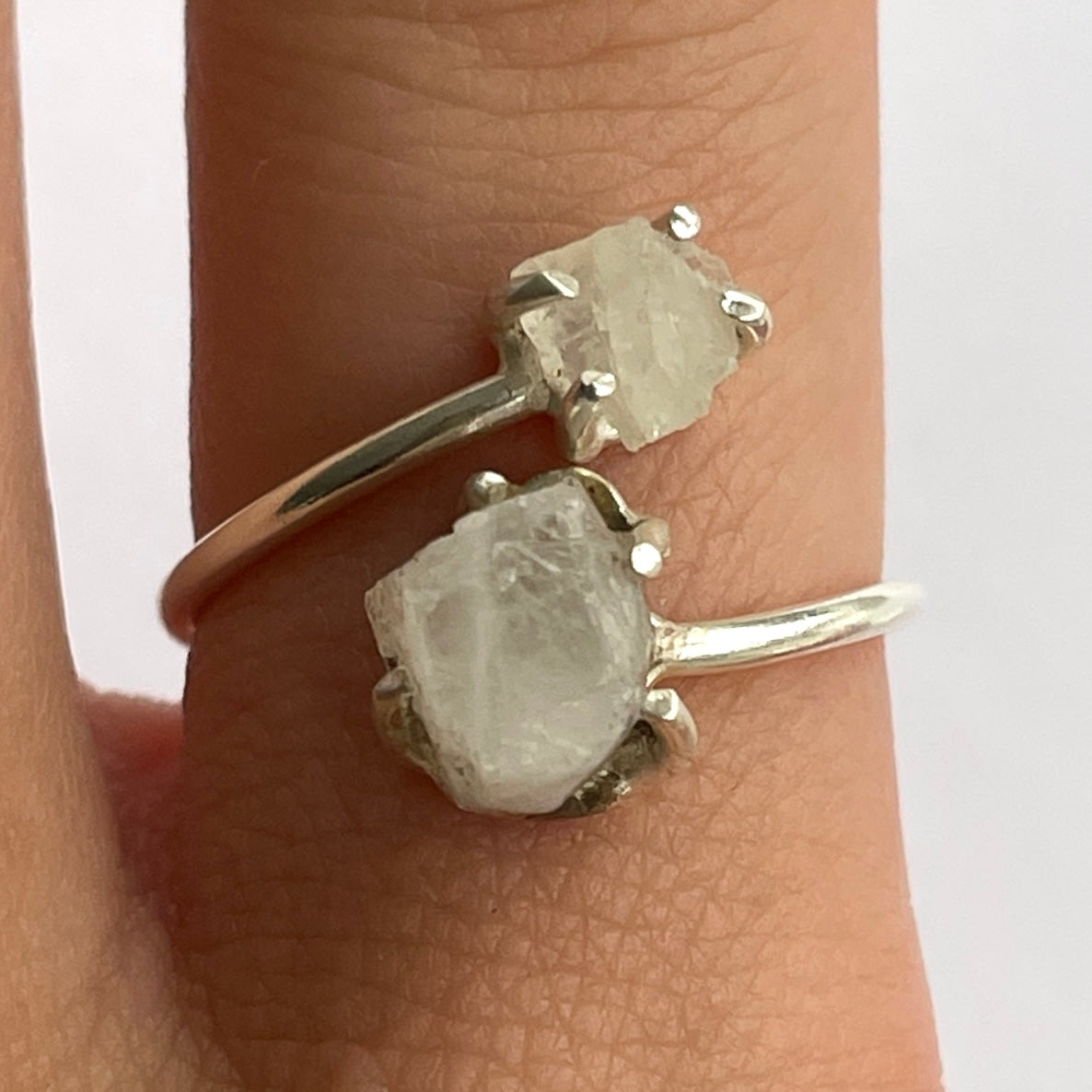 Rainbow Moonstone Double - St.Silver Ring