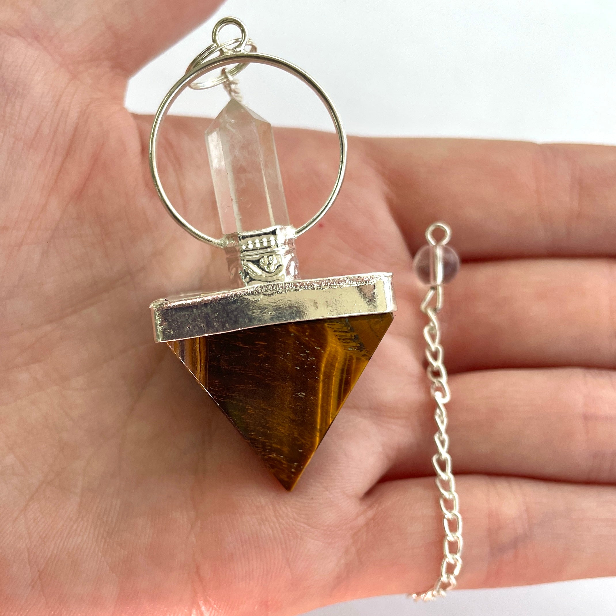 Tigers Eye Pyramid Point Pendulum
