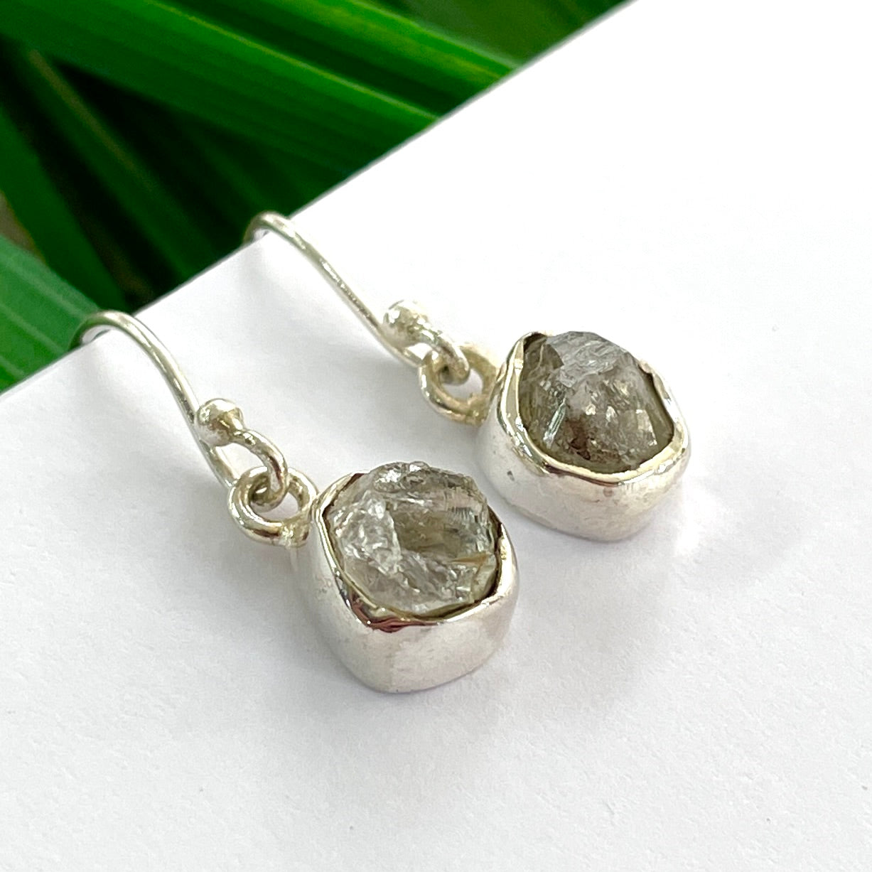 Herkimer Diamond Raw - St.Silver Earring
