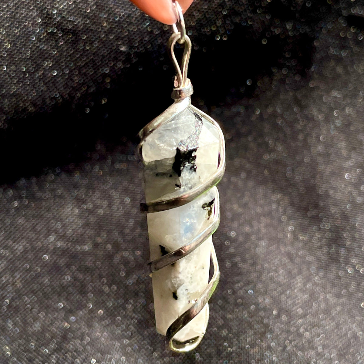 Rainbow Moonstone Pendant - Wire Wrapped DT