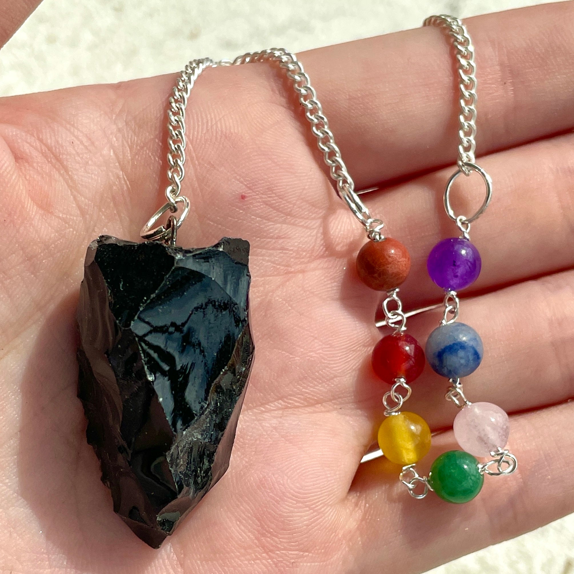 Black Obsidian Rough Pendulum