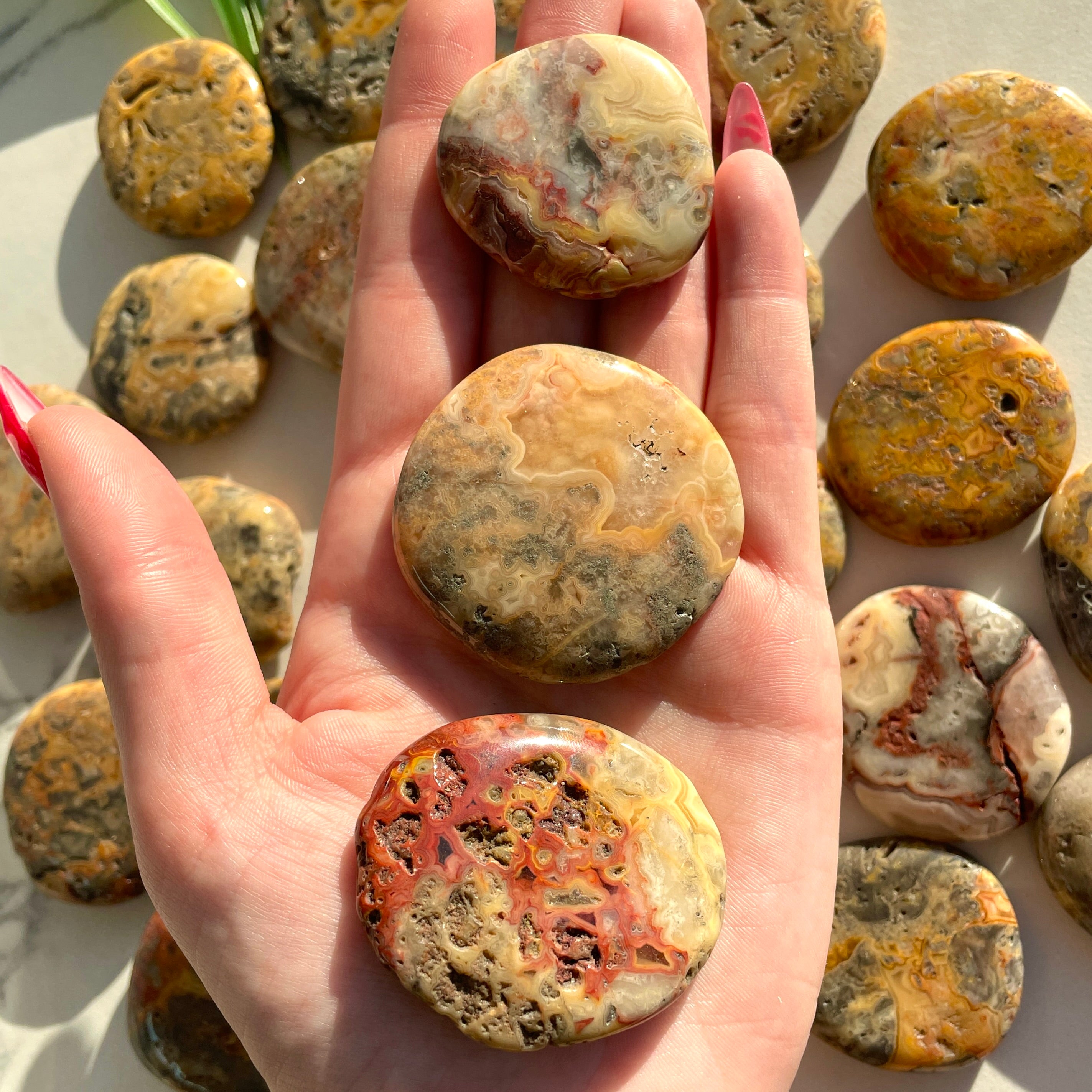 Pocket Palm Stone - Crazy Lace Agate
