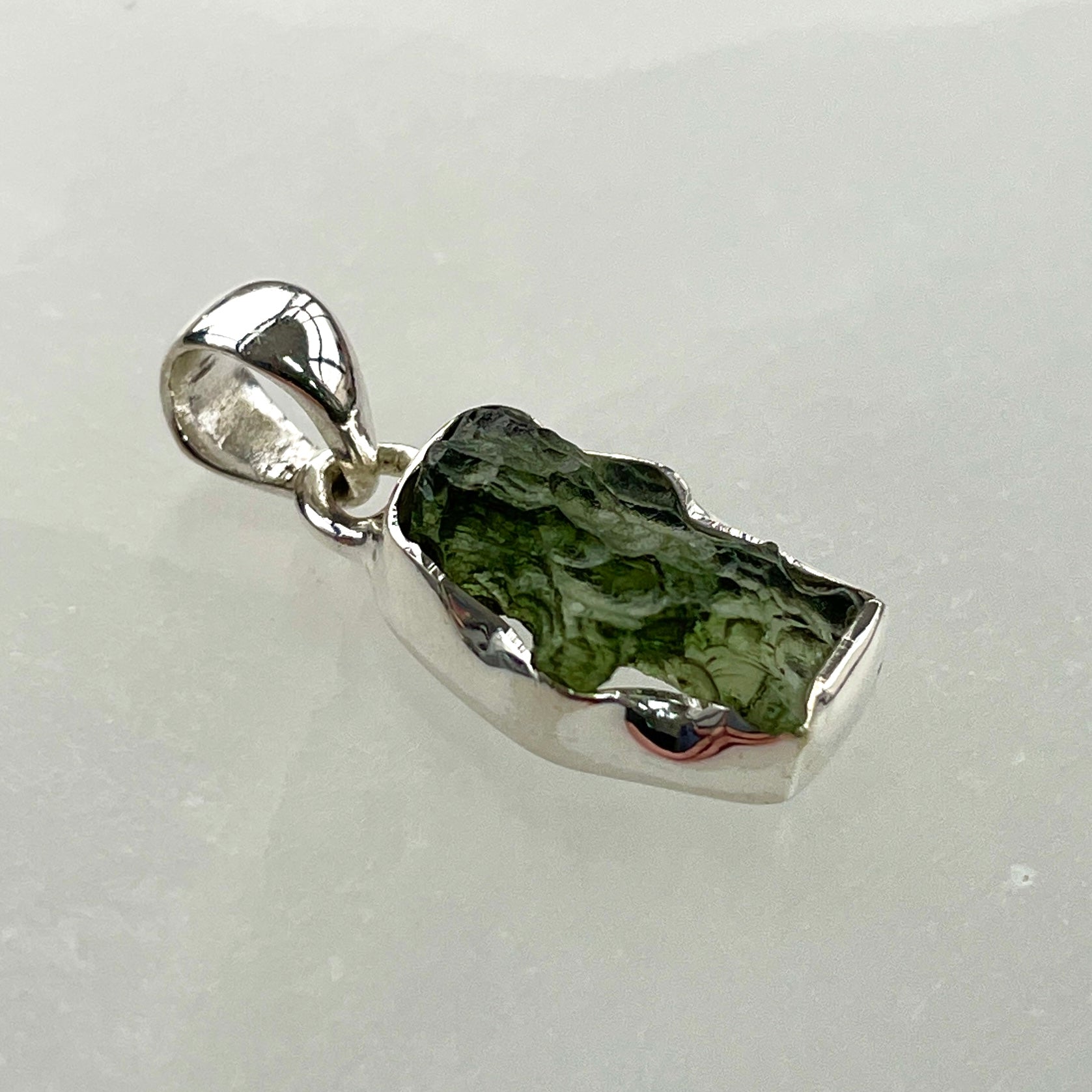 Moldavite Silver Pendant - M48