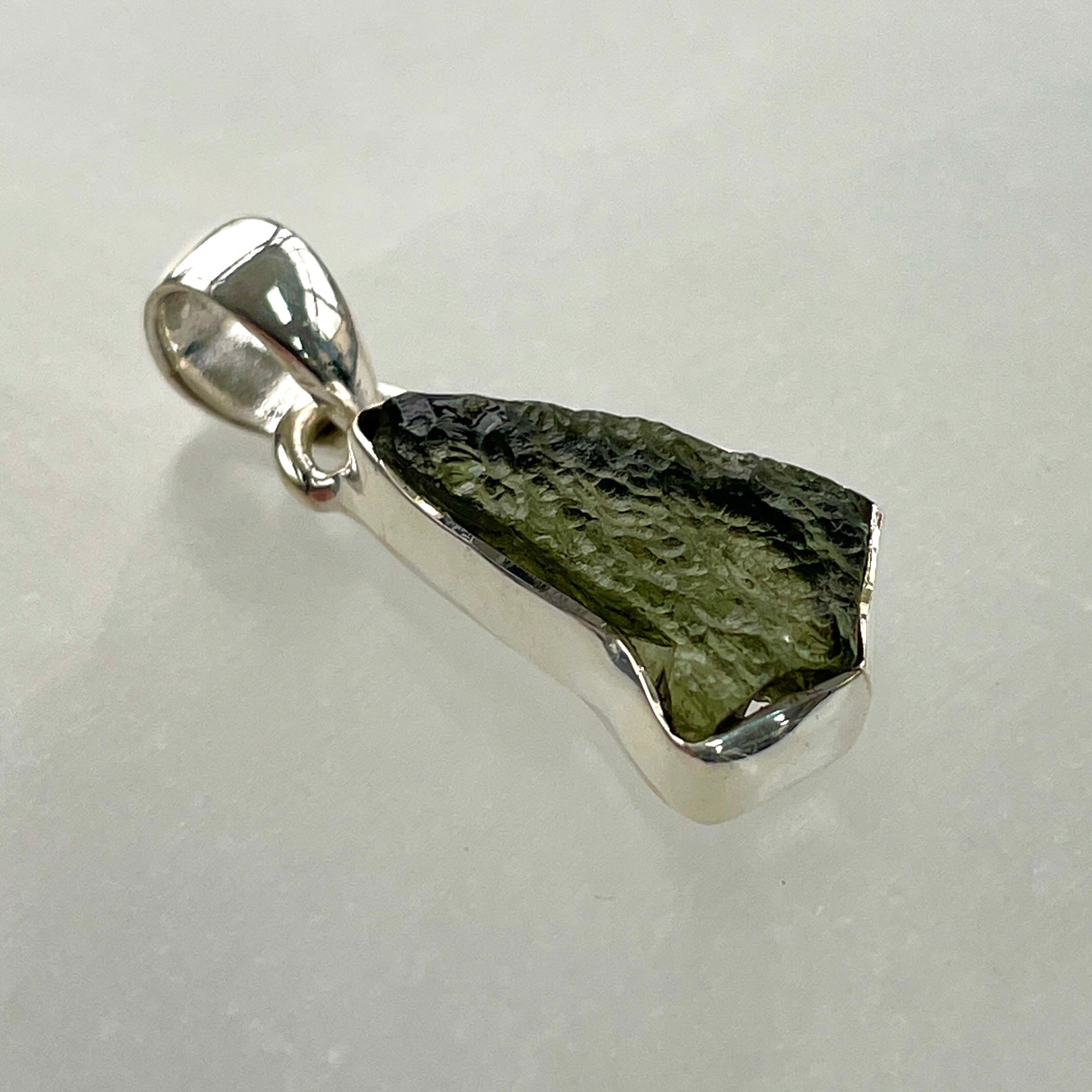 Moldavite Silver Pendant - M49