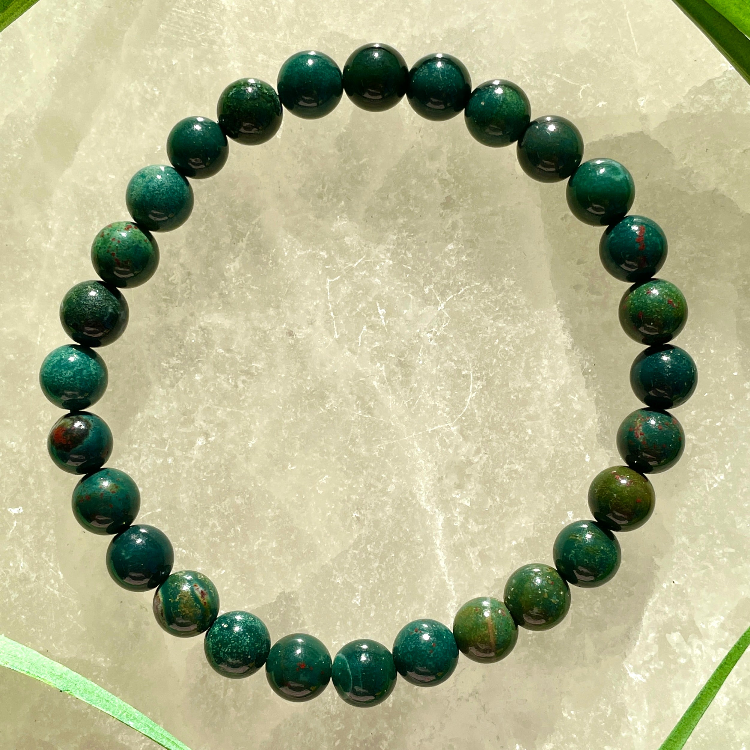 Bloodstone Beads Bracelet - 6mm