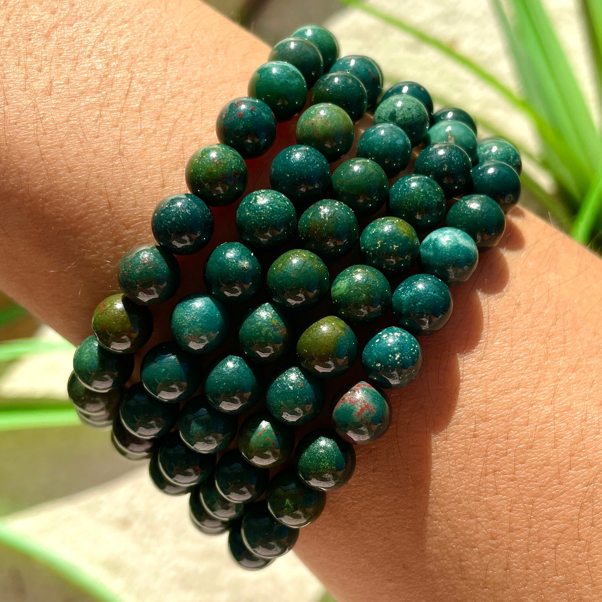 Bloodstone Beads Bracelet - 6mm
