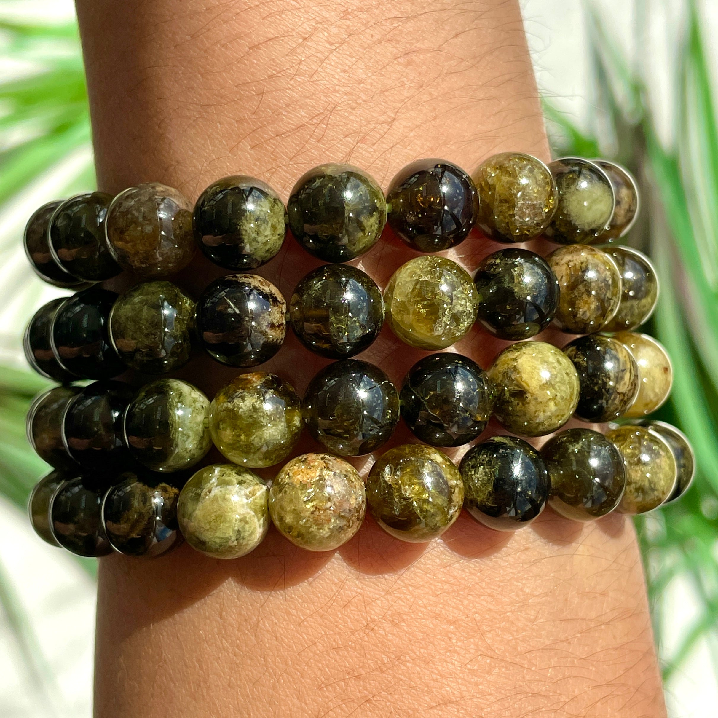 Green Garnet 'A' Beads Bracelet - 8mm