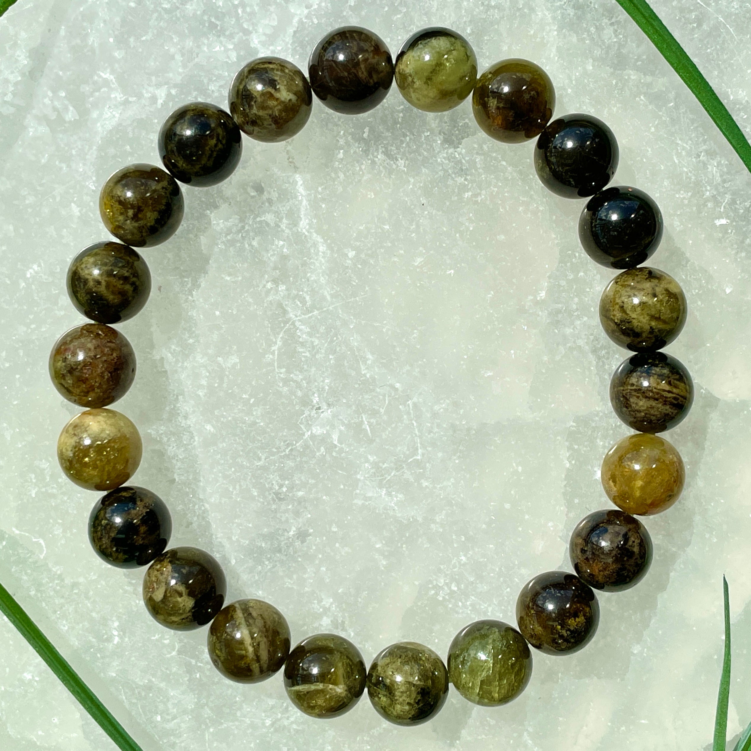 Green Garnet 'A' Beads Bracelet - 8mm